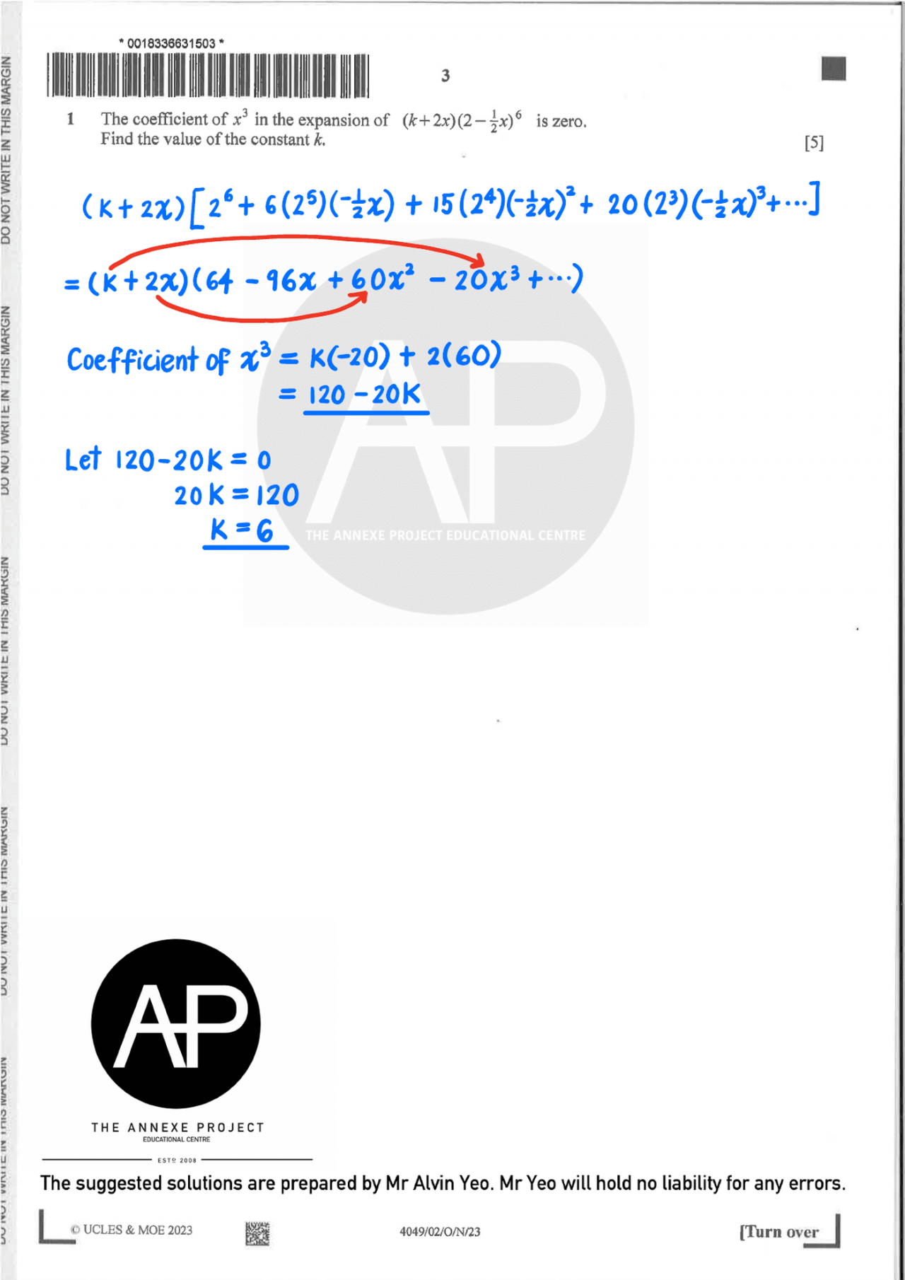 2023 GCE O LEVEL A MATH PAPER 2 SOLUTION - The Annexe Project