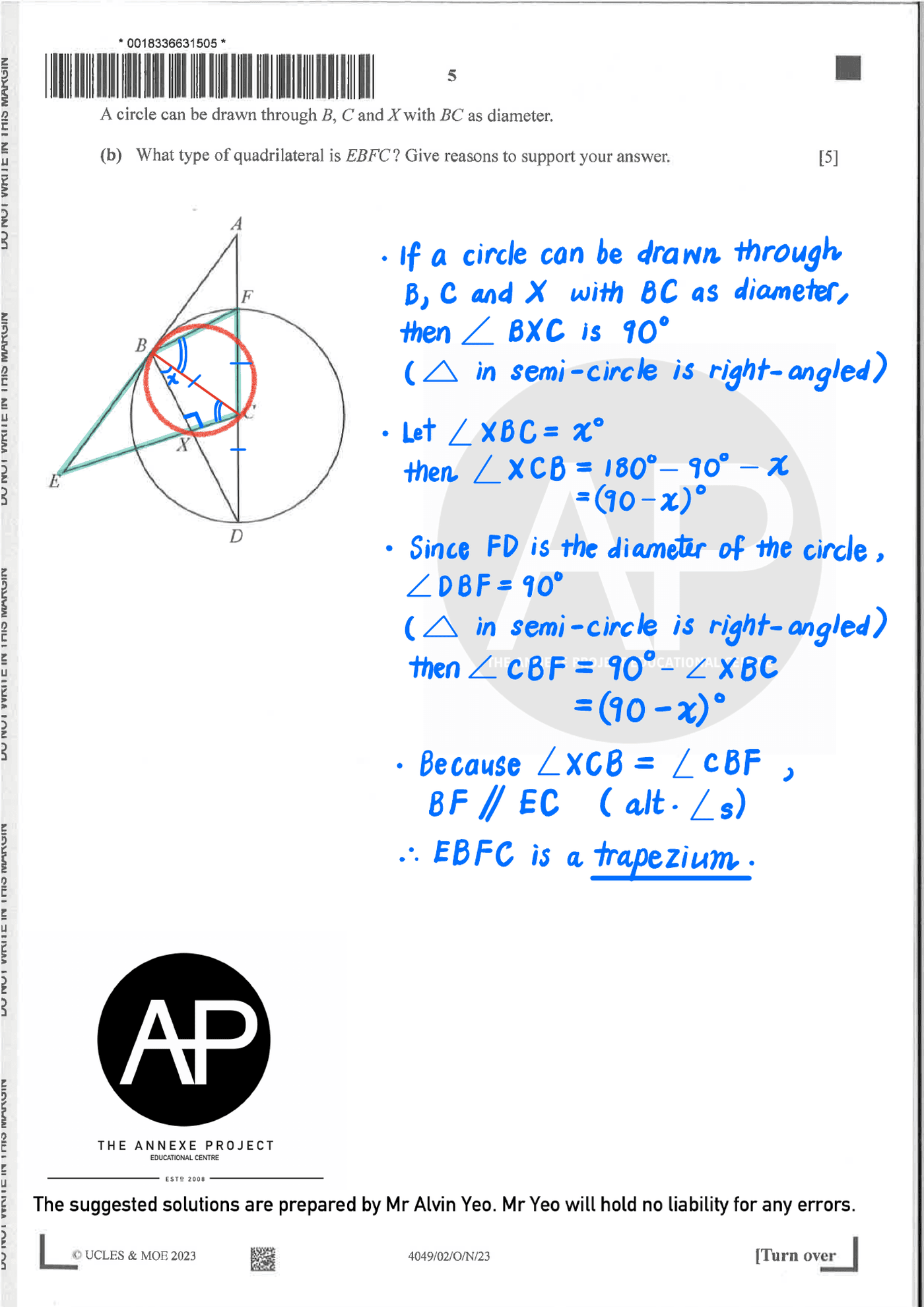 2023 O Level A Math Paper 2 solutions page 05