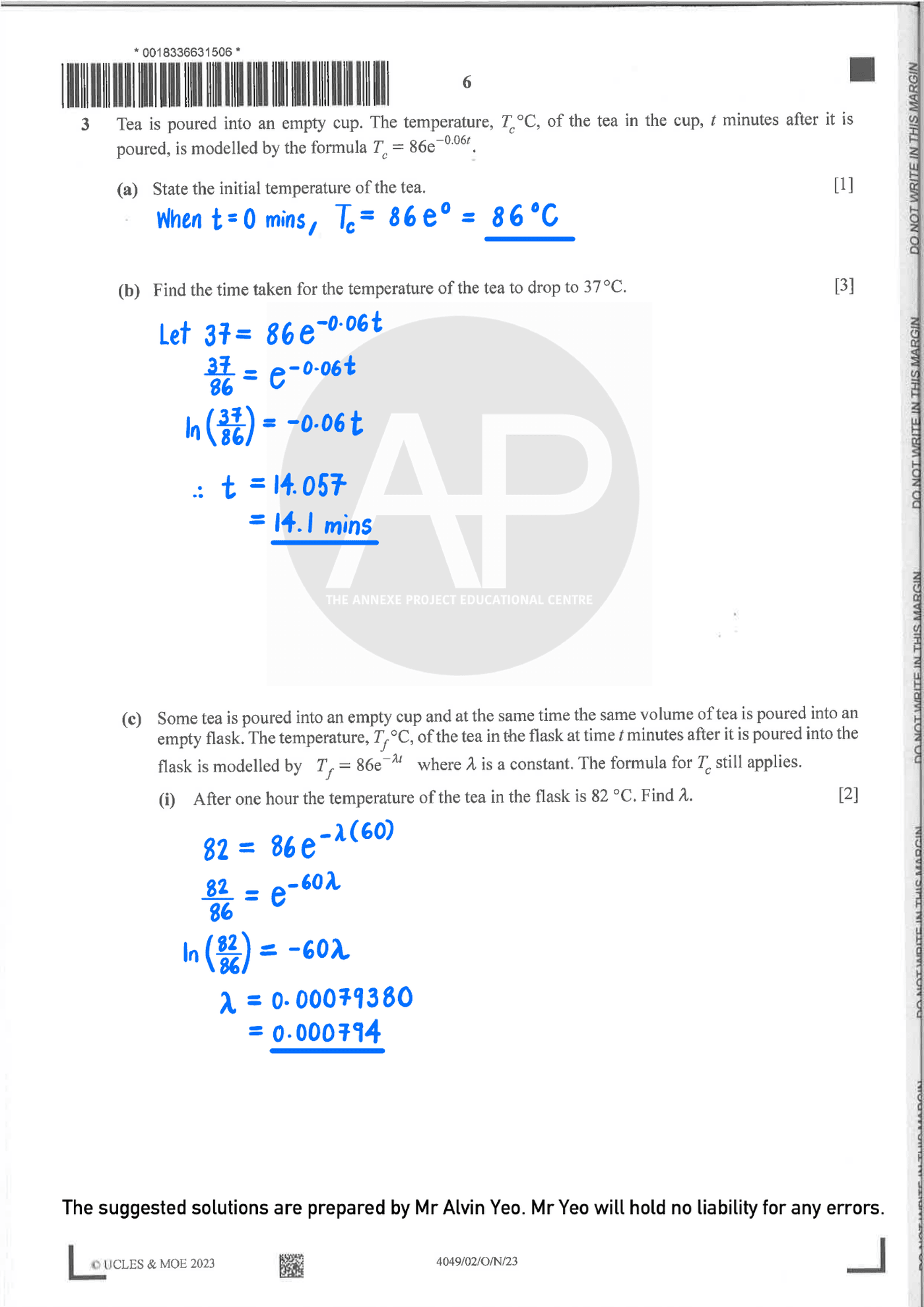2023 O Level A Math Paper 2 solutions page 06