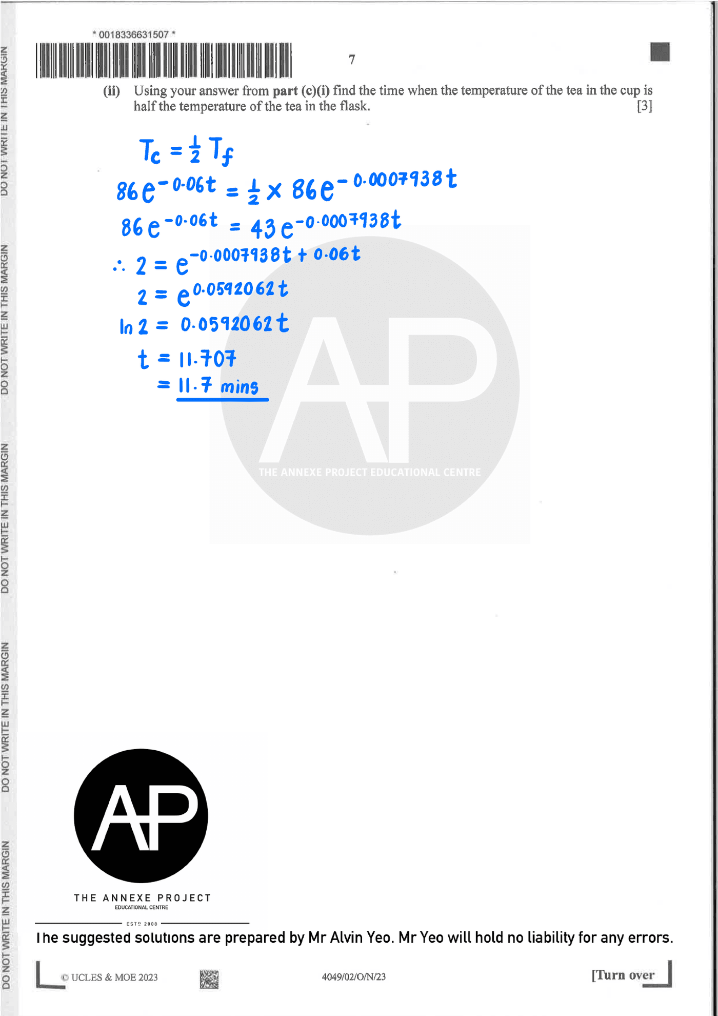 2023 O Level A Math Paper 2 solutions page 07