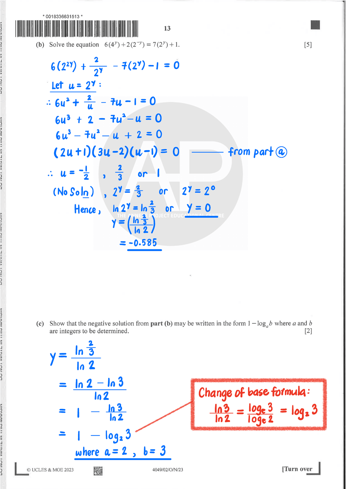2023 O Level A Math Paper 2 solutions page 13