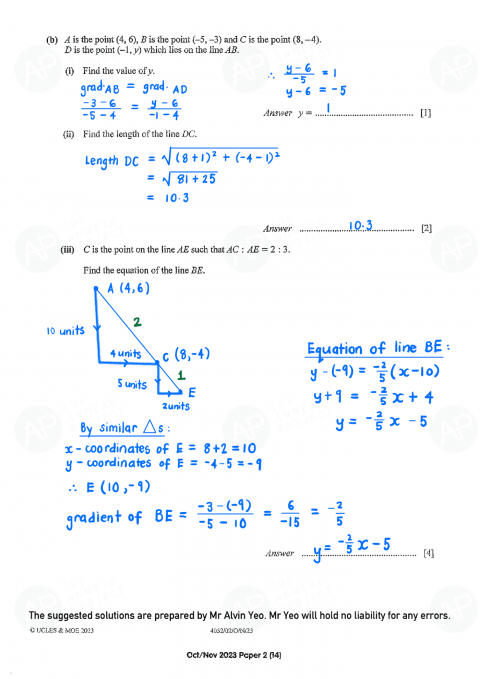 2023 GCE O-LEVEL E MATH PAPER 2 SOLUTION - The Annexe Project