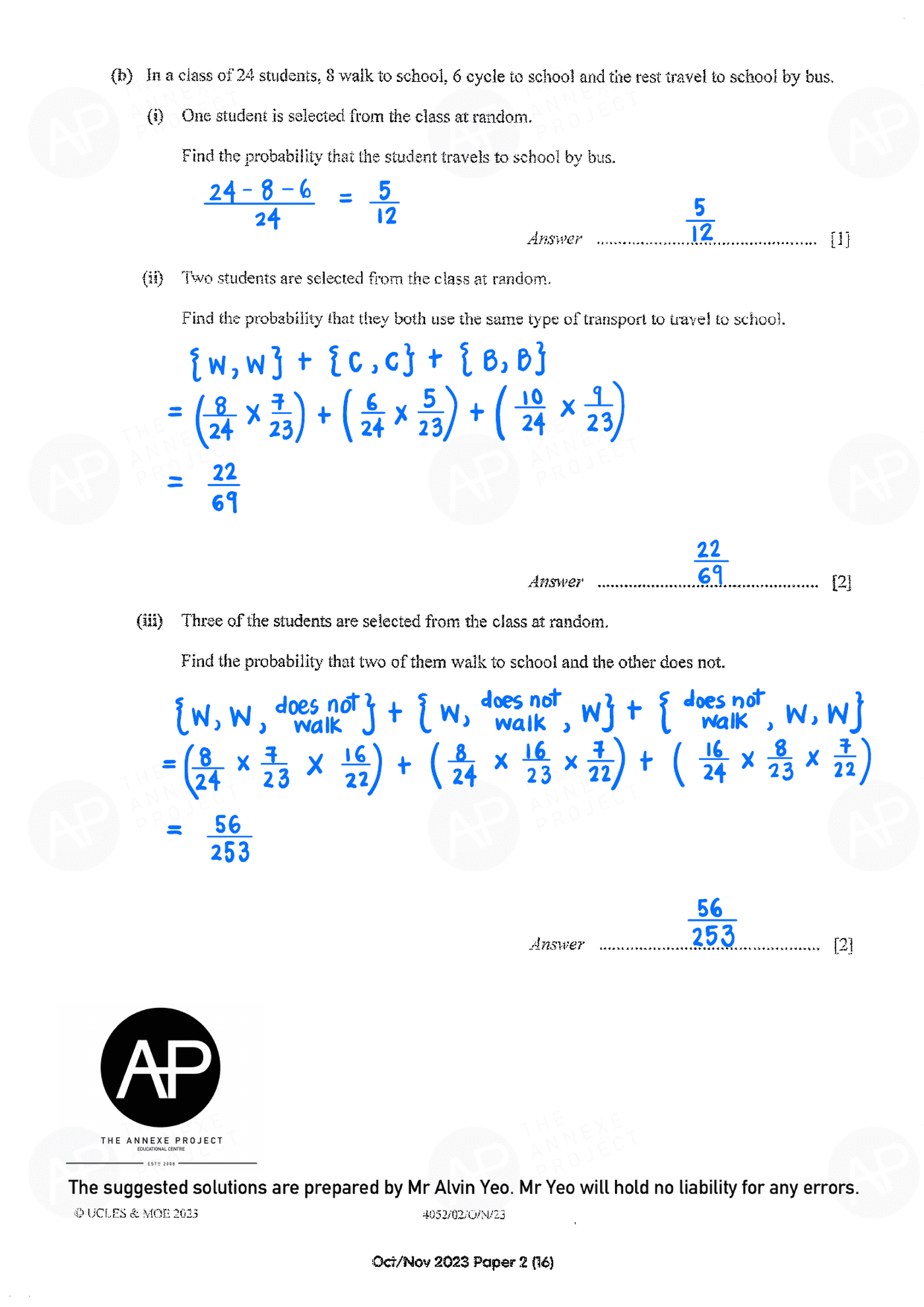 2023 O Level Elementary Mathematics Paper 2 page 15 fs8