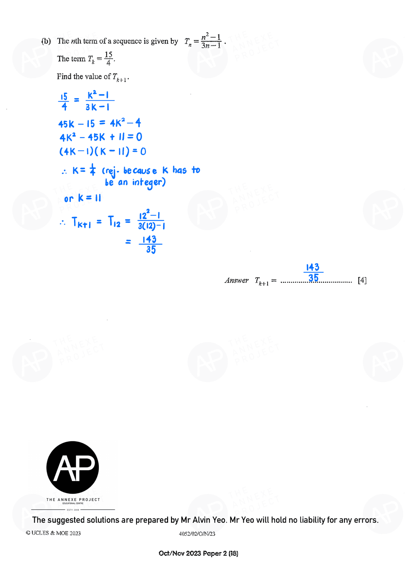 2023 O Level Elementary Mathematics Paper 2 page 17 fs8