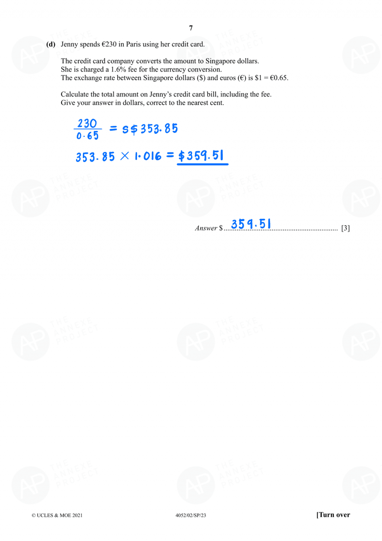 2023 GCE O-LEVEL E MATH SPECIMEN PAPER 2 SOLUTION - The Annexe Project