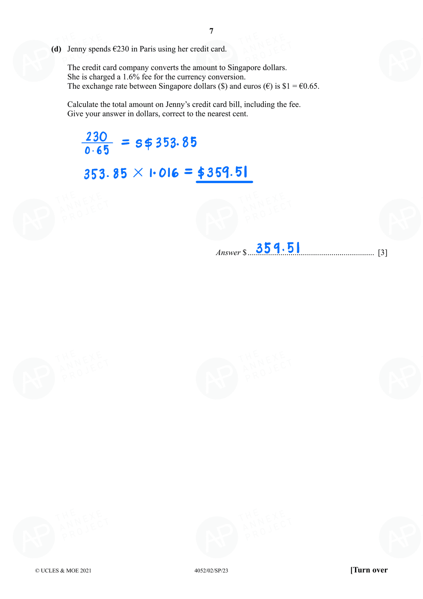 2023 O Level Elementary Mathematics Specimen Paper 2 page 07 fs8