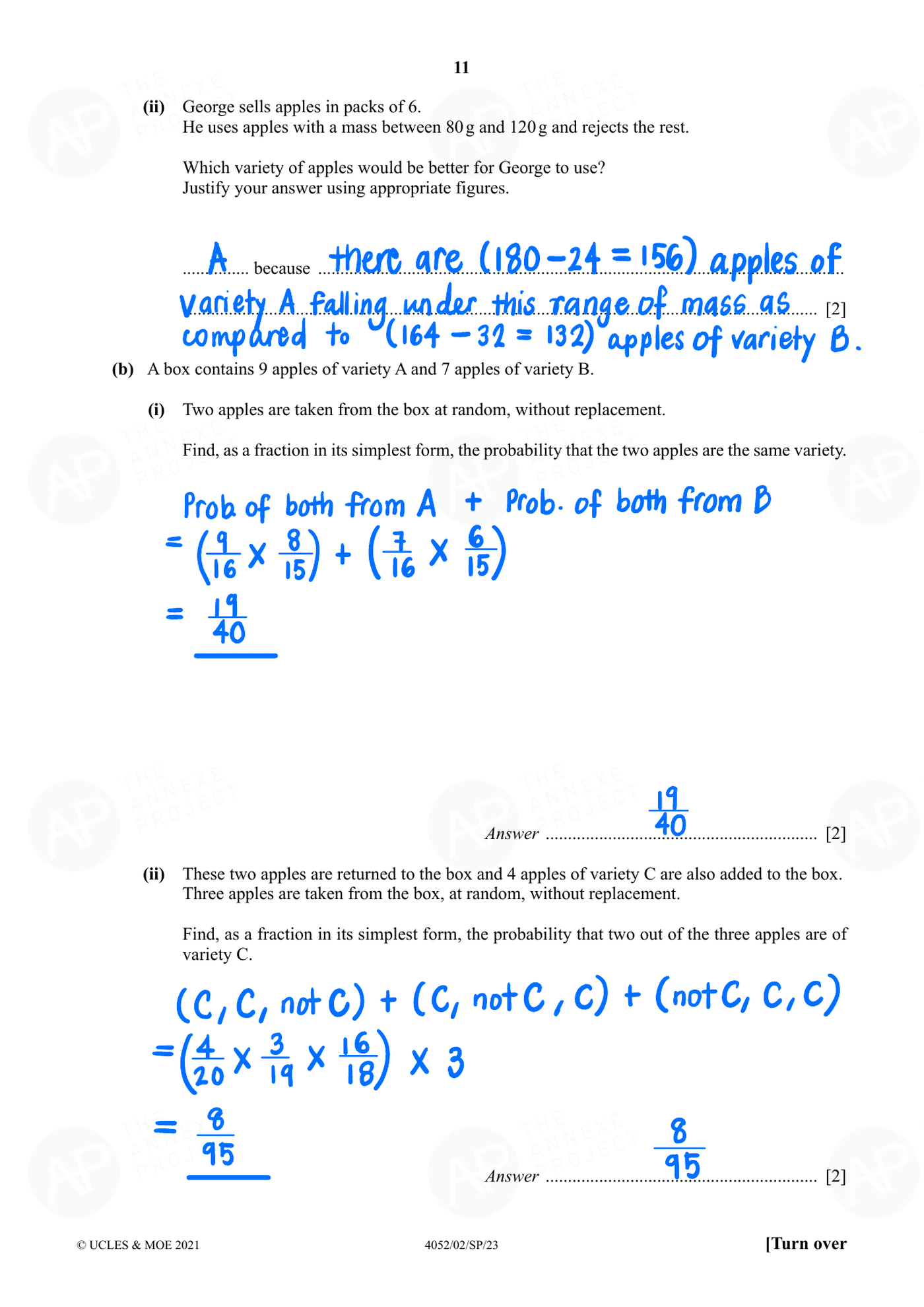2023 O Level Elementary Mathematics Specimen Paper 2 page 11 fs8