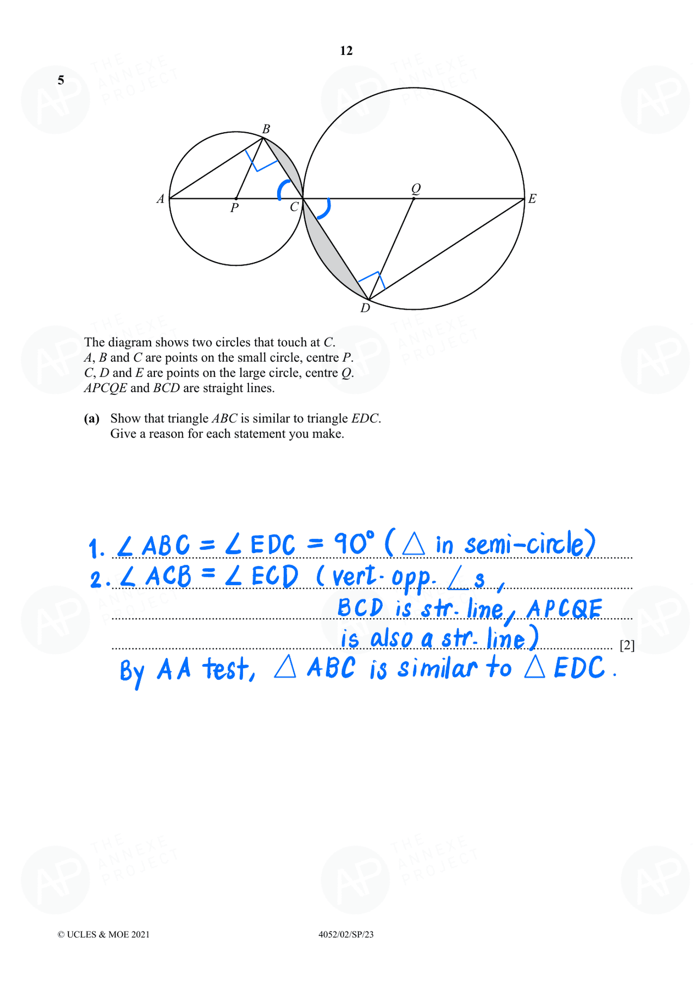 2023 O Level Elementary Mathematics Specimen Paper 2 page 12 fs8