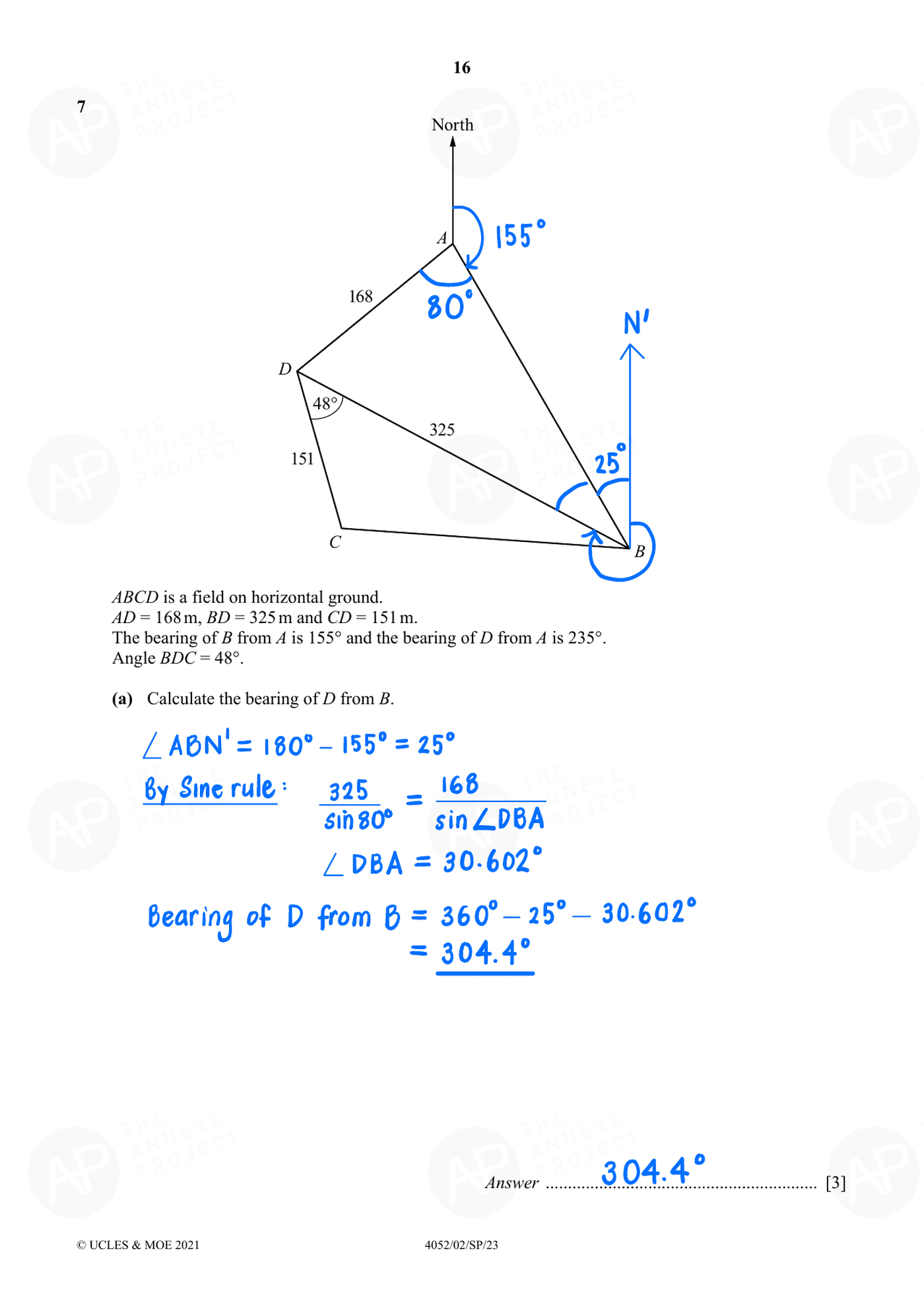 2023 O Level Elementary Mathematics Specimen Paper 2 page 16 fs8