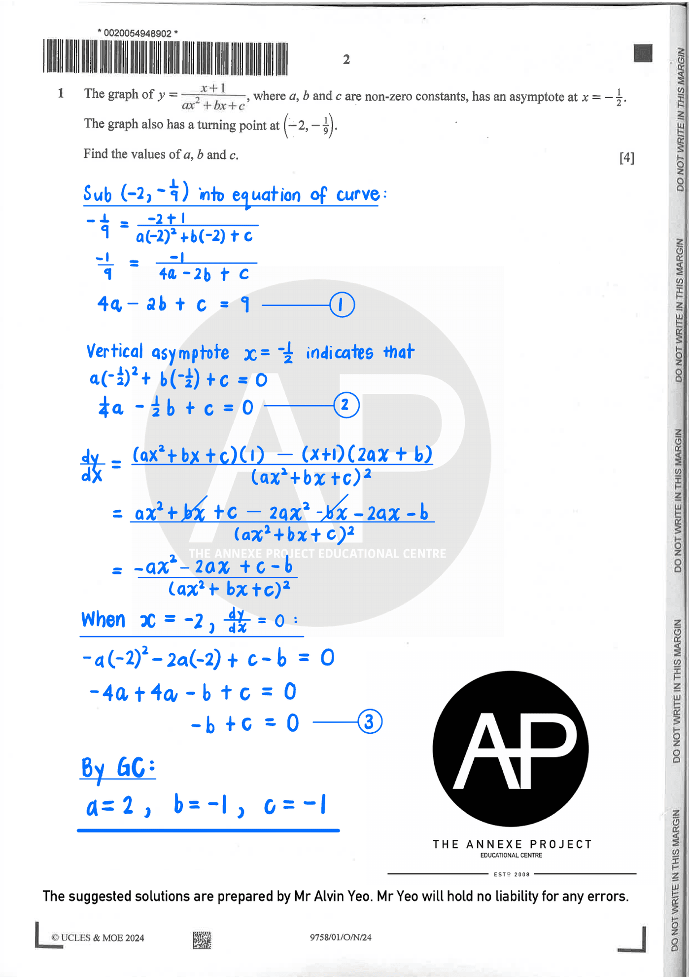 2024 A Level H2 Mathematics Paper 1 page 02