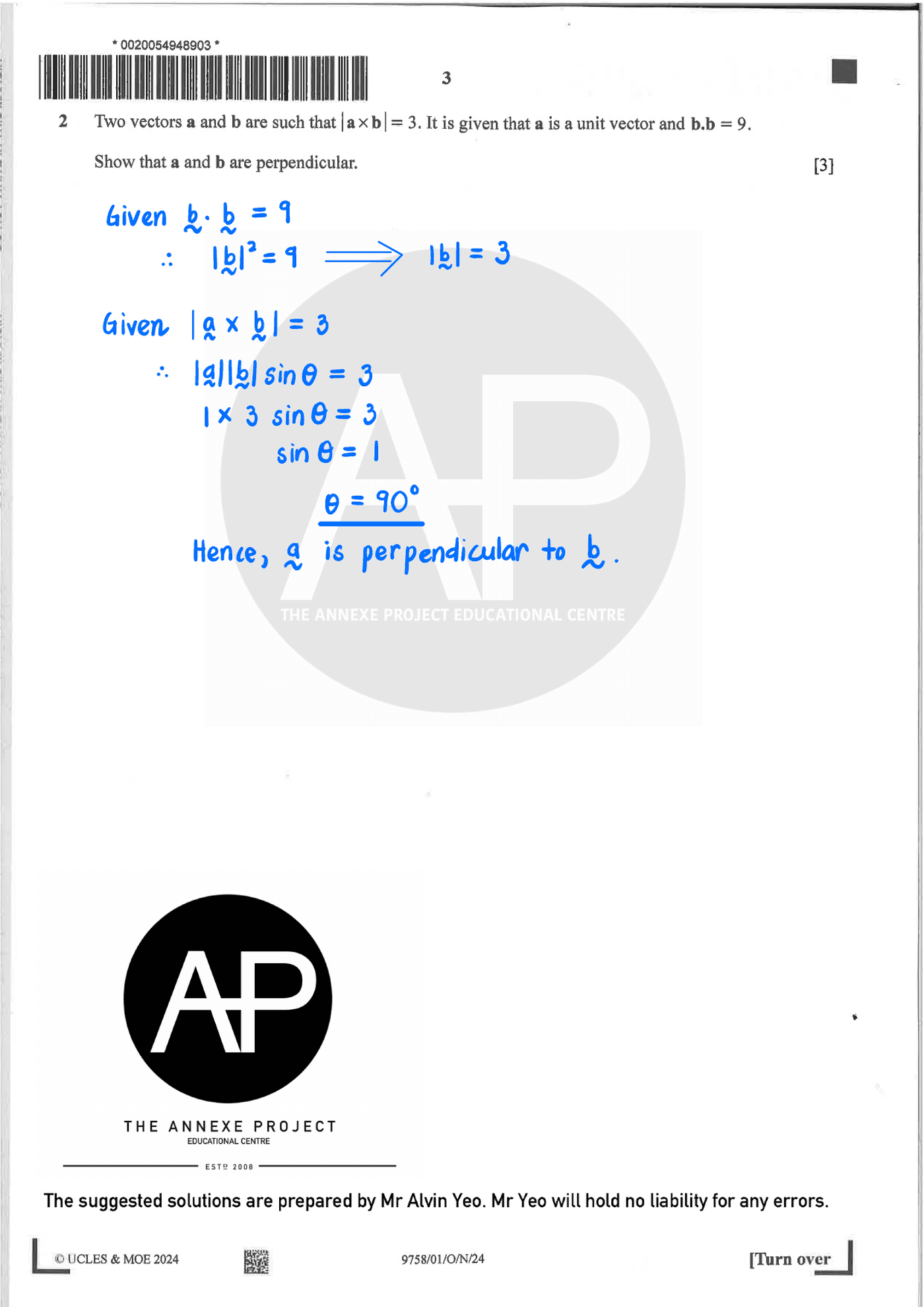 2024 A Level H2 Mathematics Paper 1 page 03
