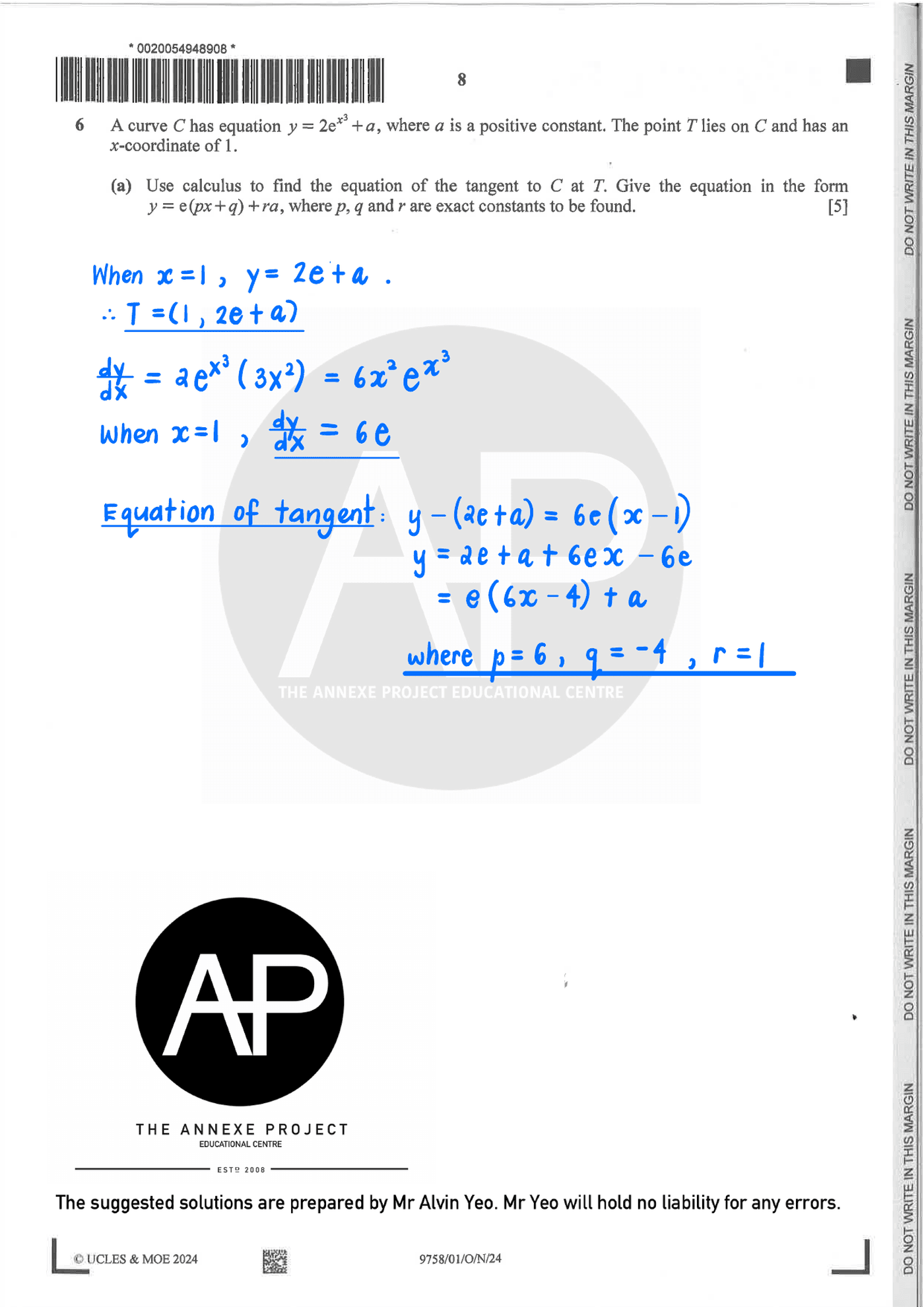 2024 A Level H2 Mathematics Paper 1 page 08