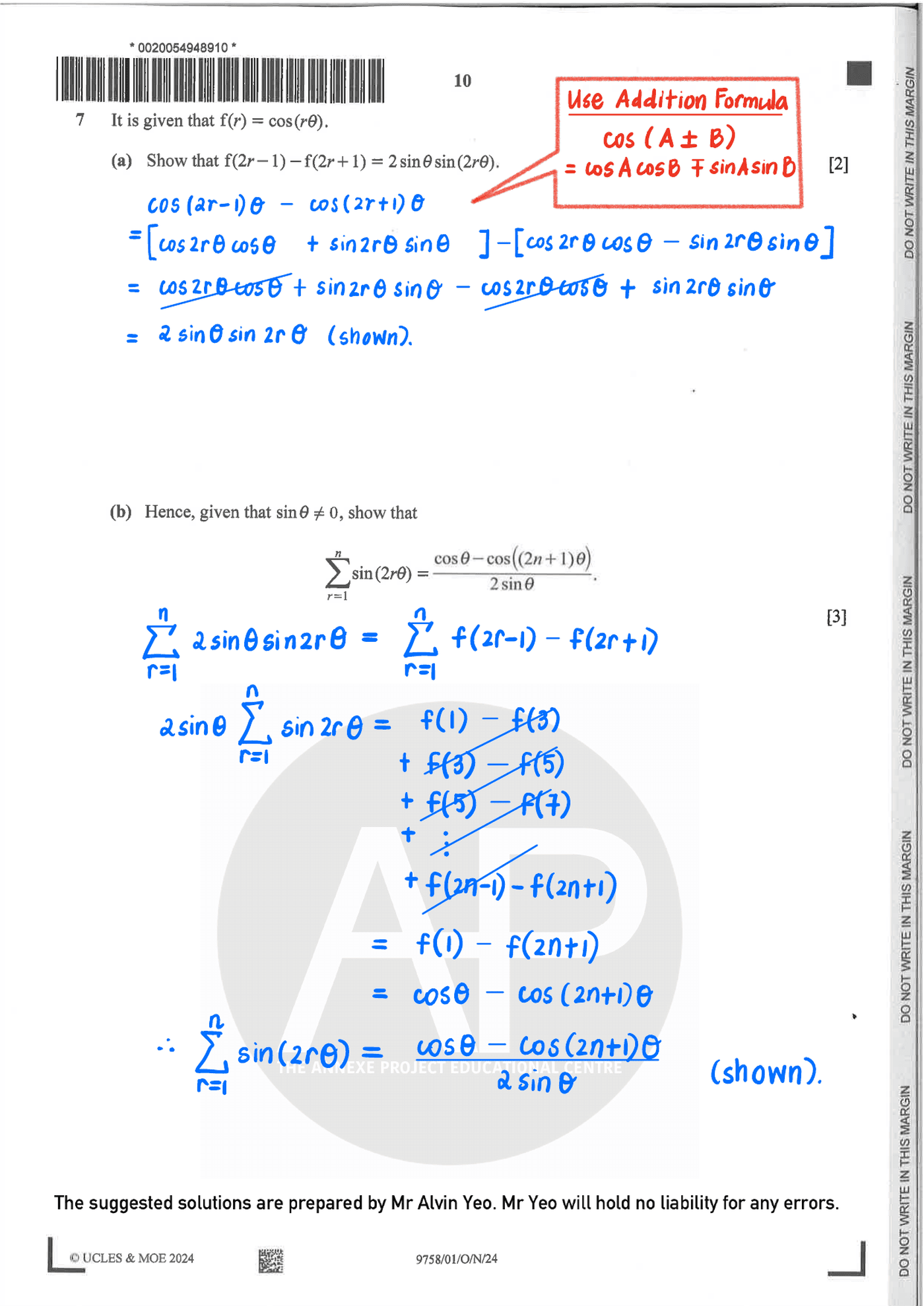 2024 A Level H2 Mathematics Paper 1 page 10