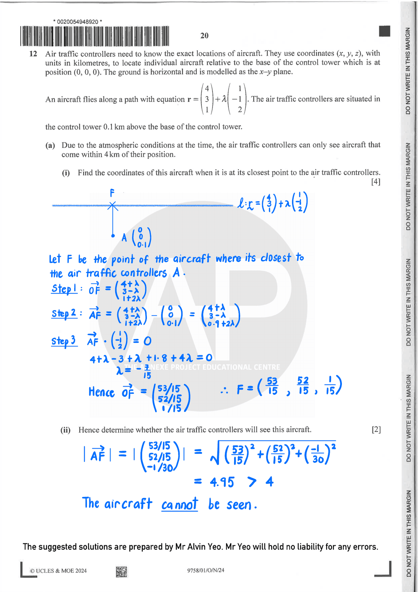 2024 A Level H2 Mathematics Paper 1 page 20