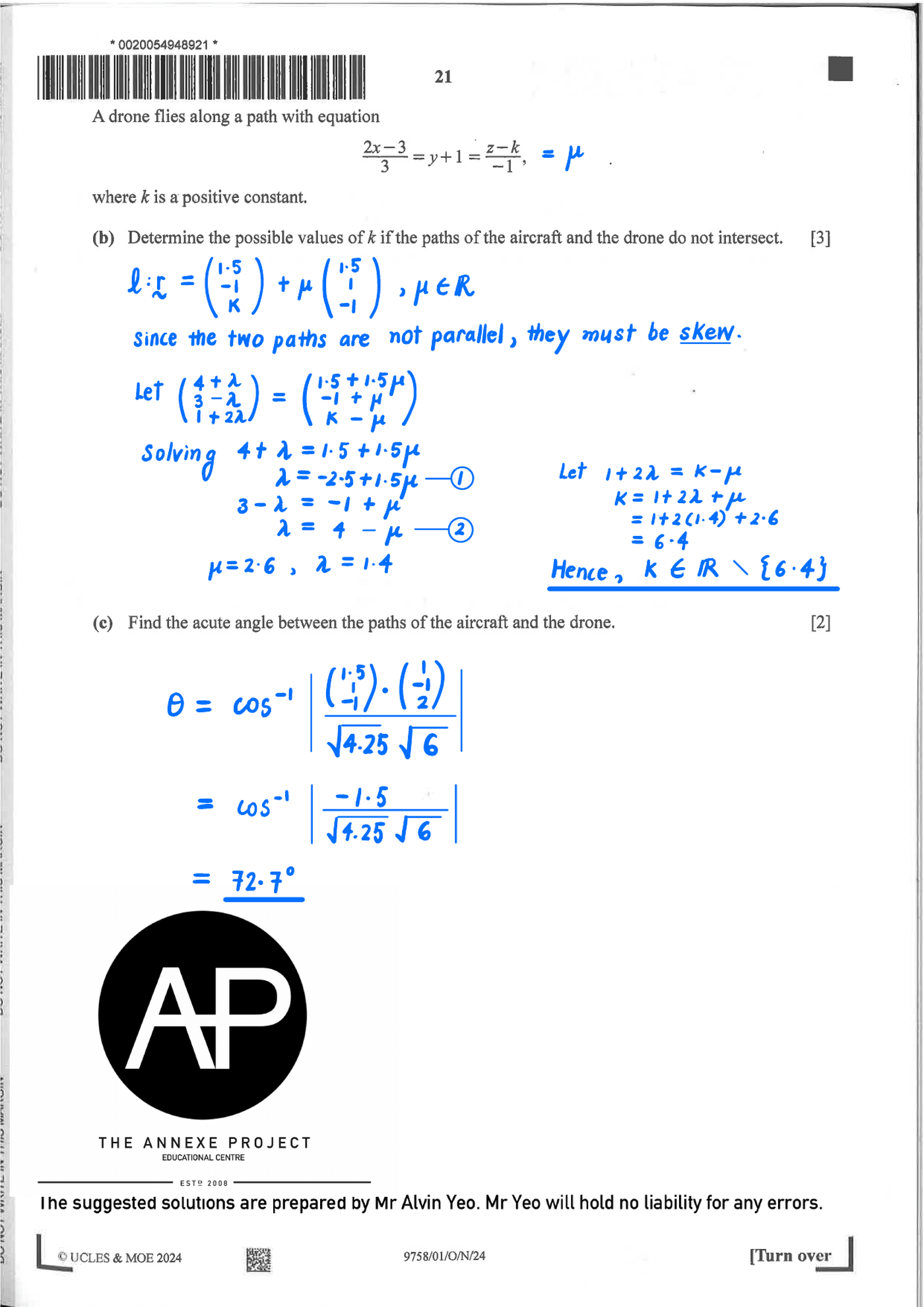 2024 A Level H2 Mathematics Paper 1 page 21