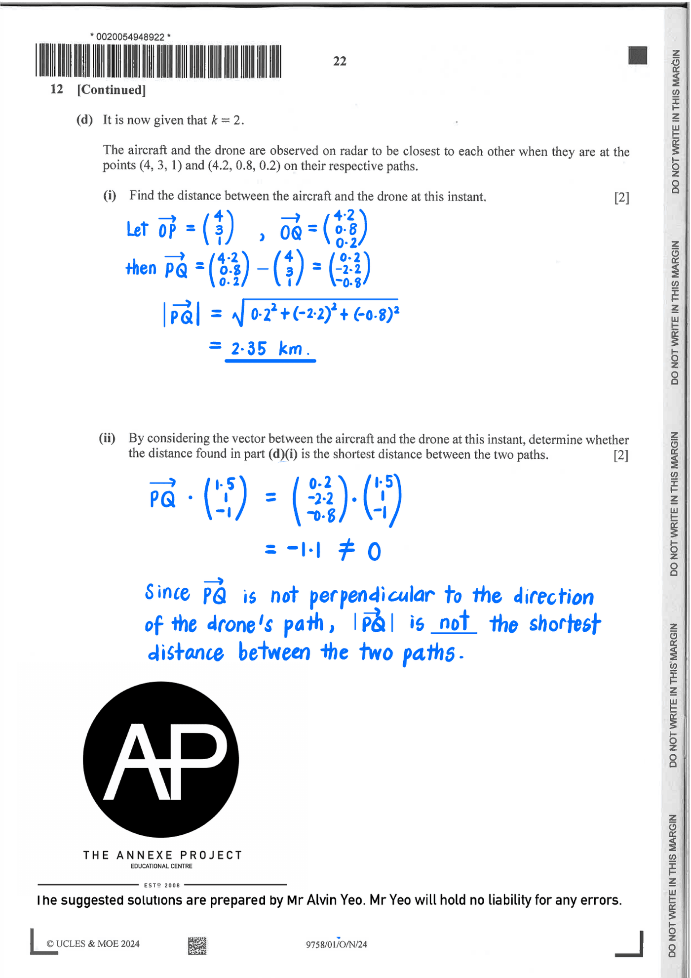 2024 A Level H2 Mathematics Paper 1 page 22