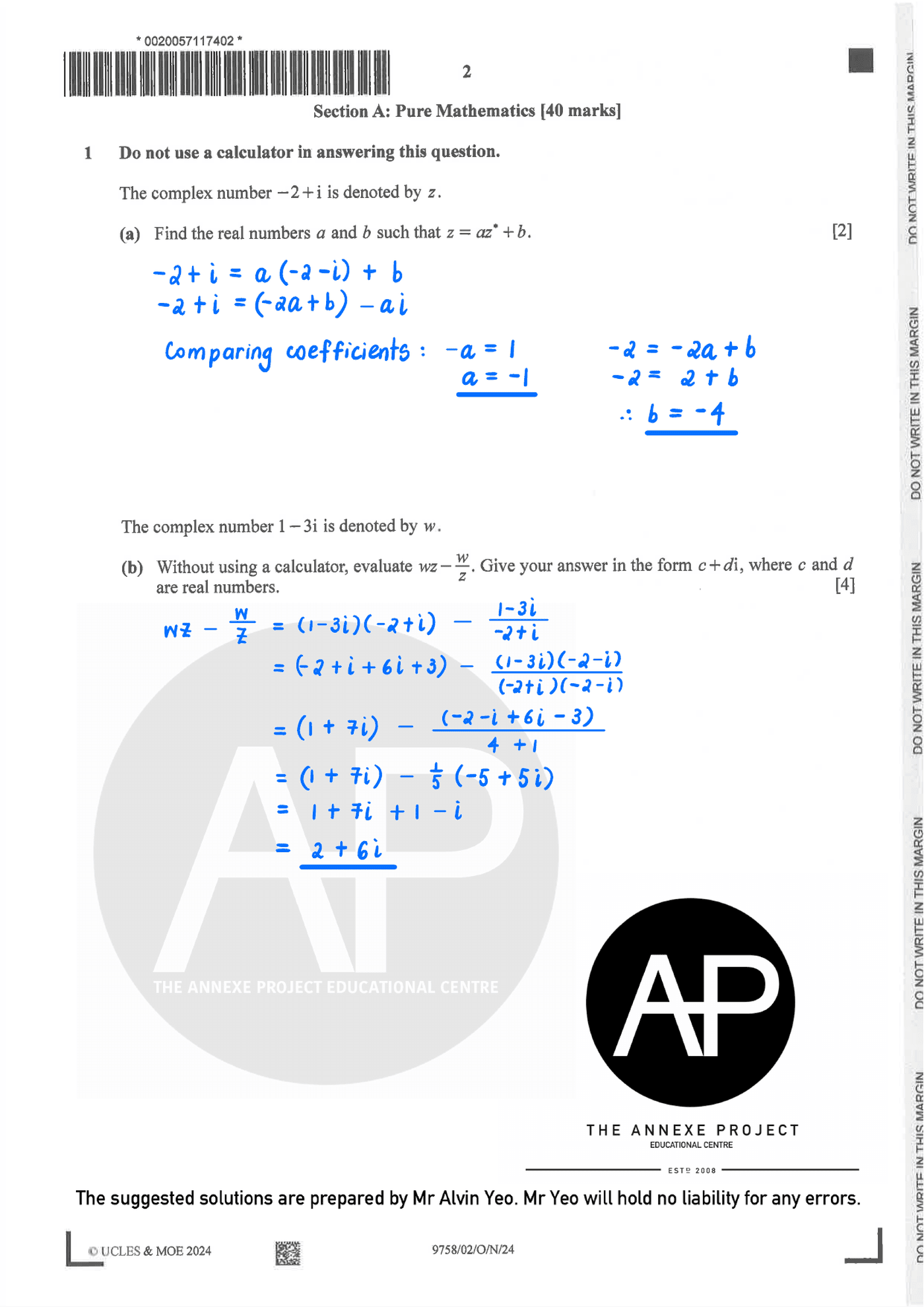 2024 A Level H2 Mathematics Paper 2 page 02
