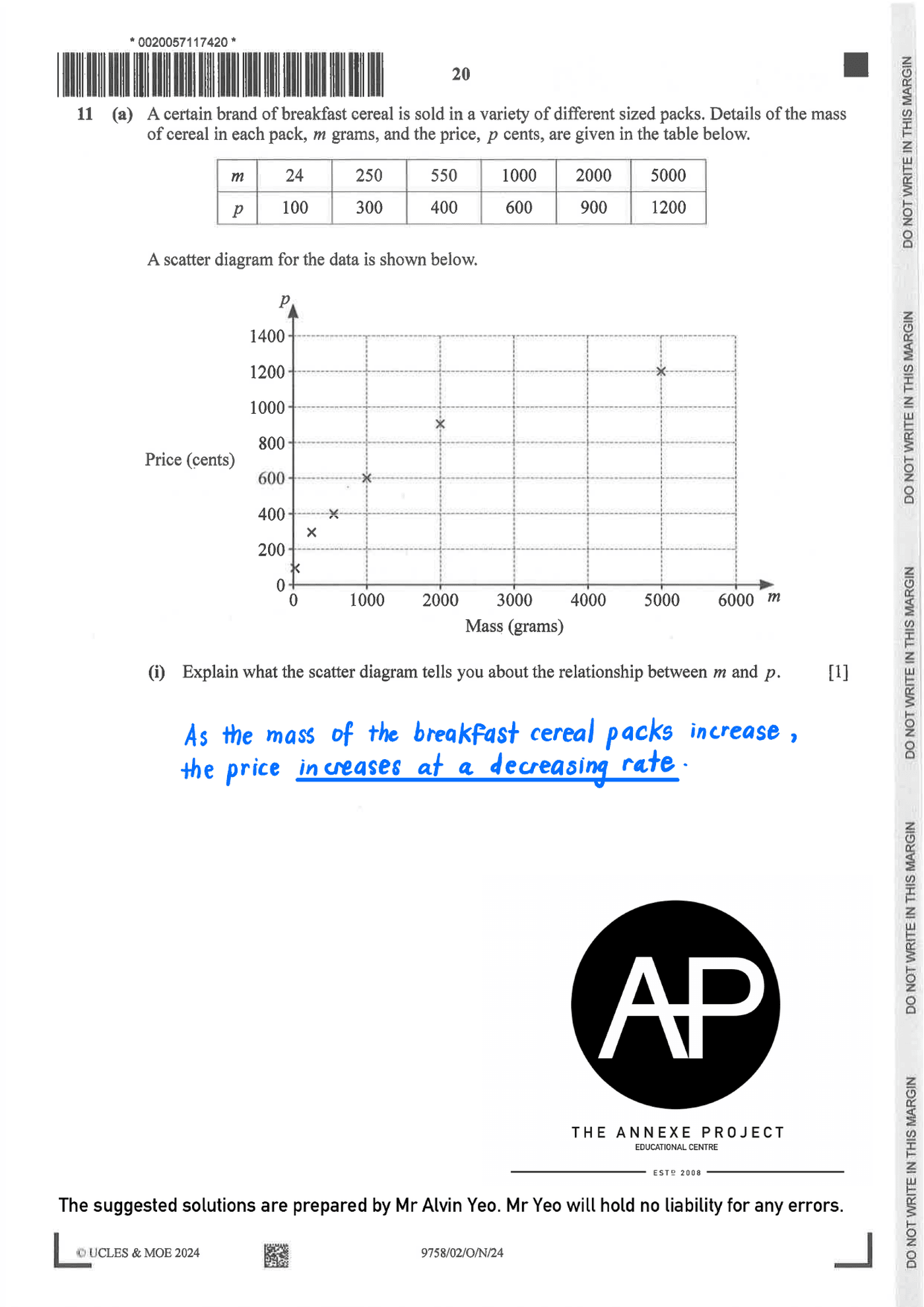 2024 A Level H2 Mathematics Paper 2 page 20