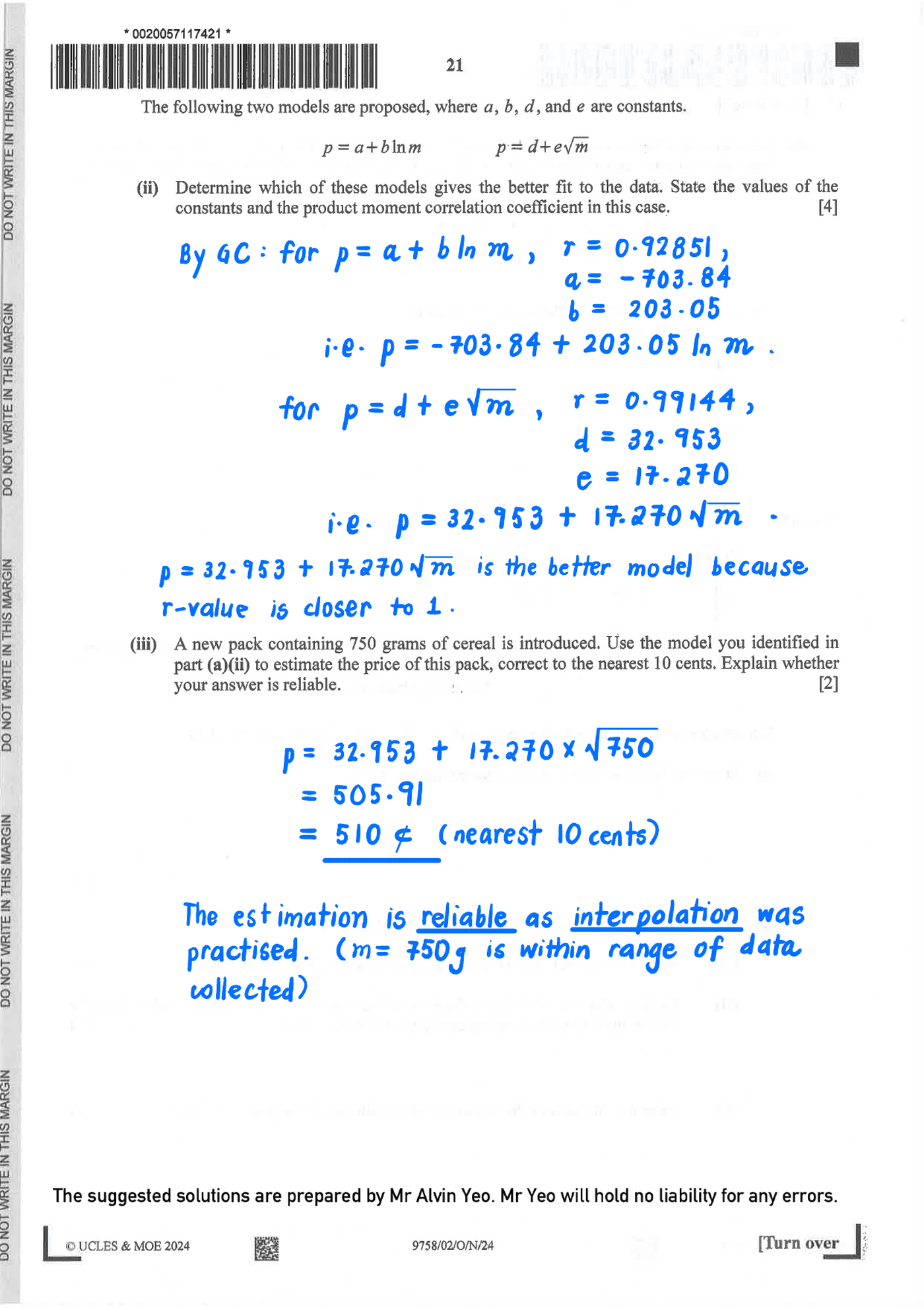 2024 A Level H2 Mathematics Paper 2 page 21