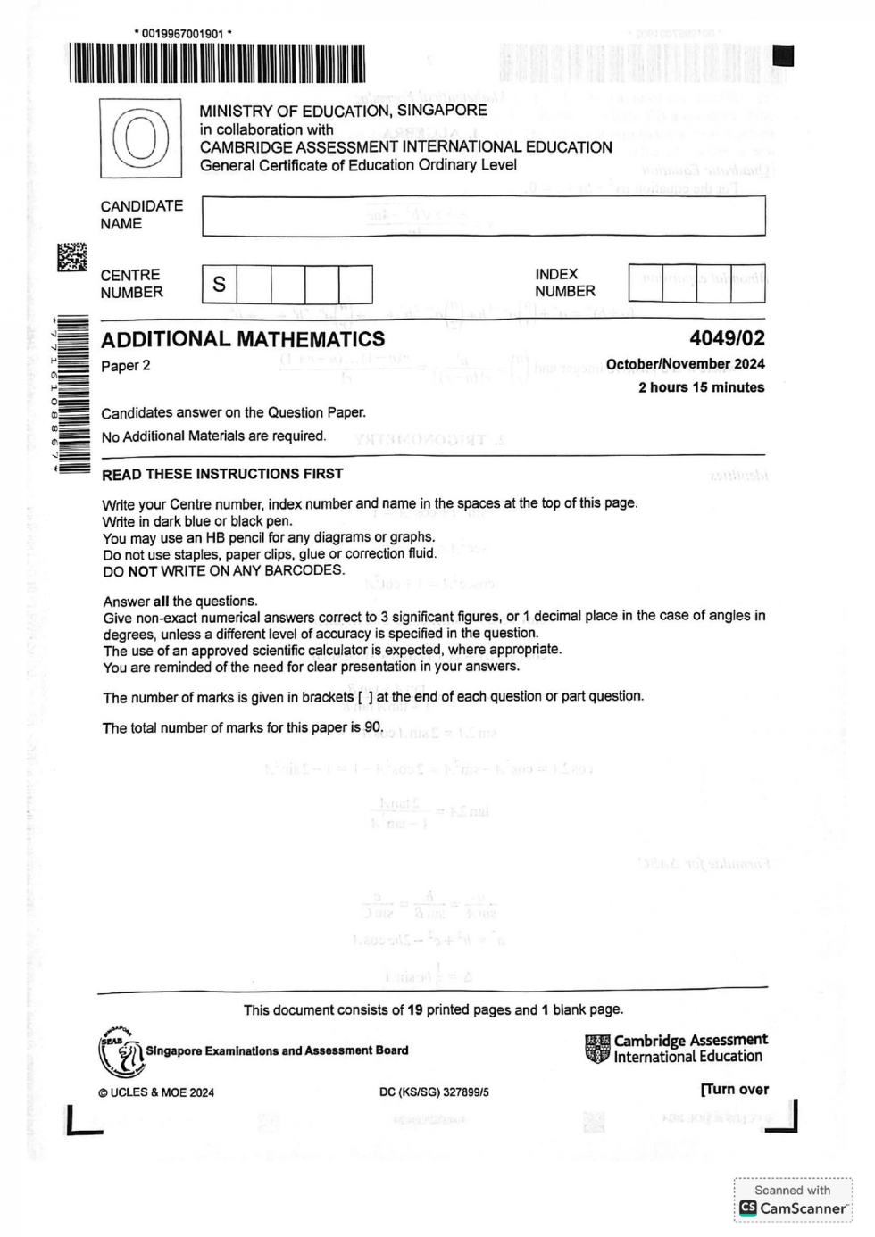 2024 GCE O LEVEL A MATH PAPER 2 SOLUTION - The Annexe Project