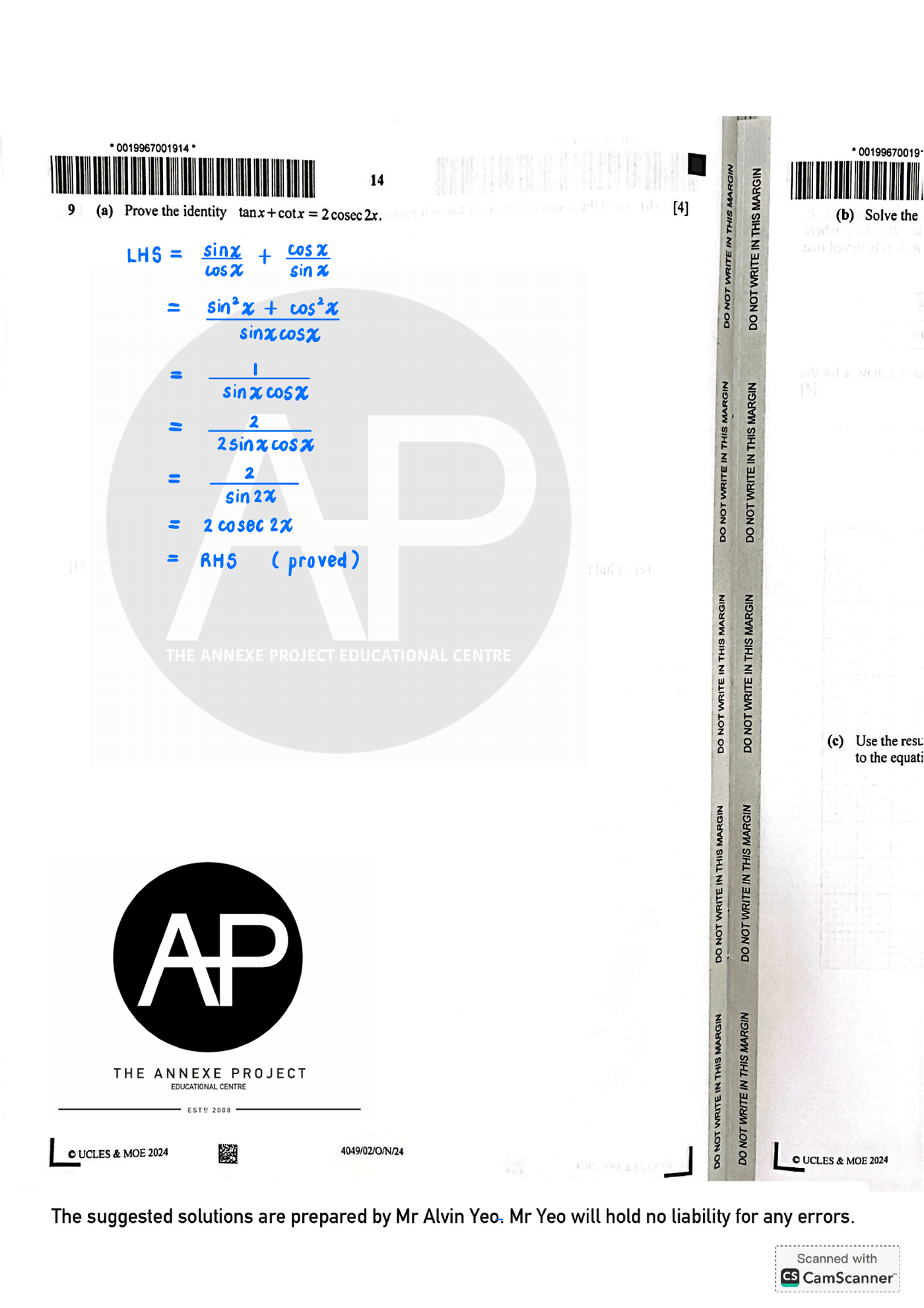 2024 O Level A Math Paper 2 Solutions page 14