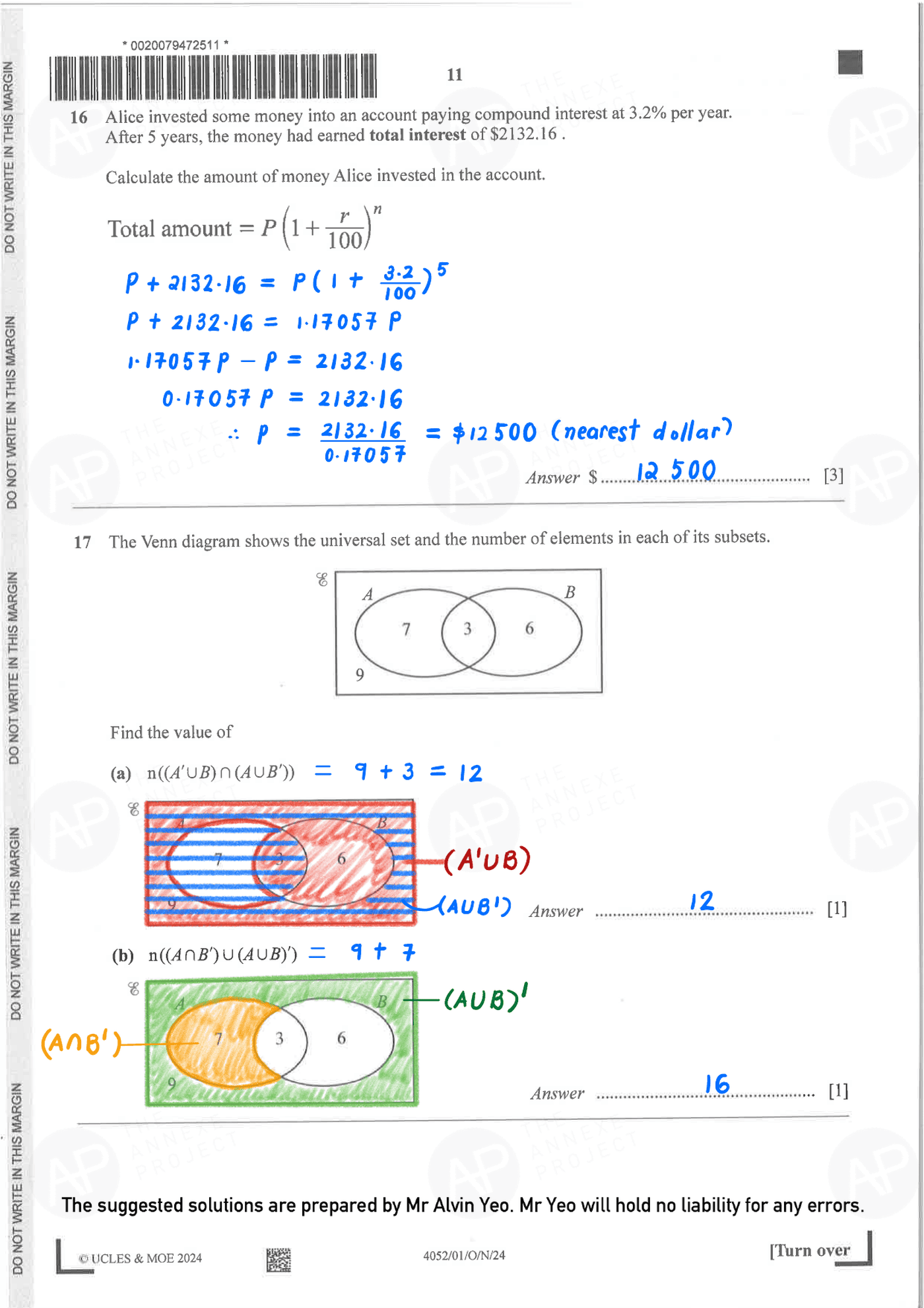 2024 O Level Elementary Mathematics Paper 1 Solutions page 11 fs8
