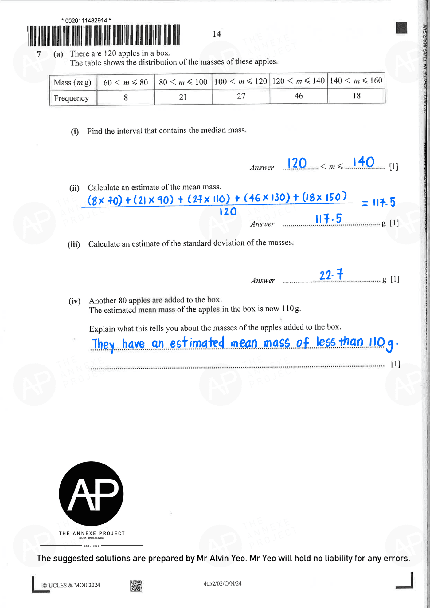 2024 O Level Elementary Mathematics Paper 2 Solutions page 14 fs8