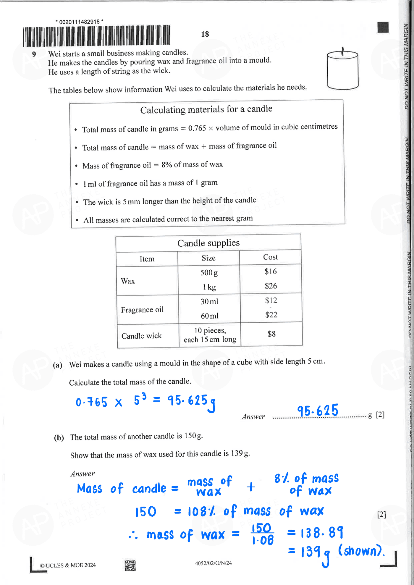 2024 O Level Elementary Mathematics Paper 2 Solutions page 18 fs8