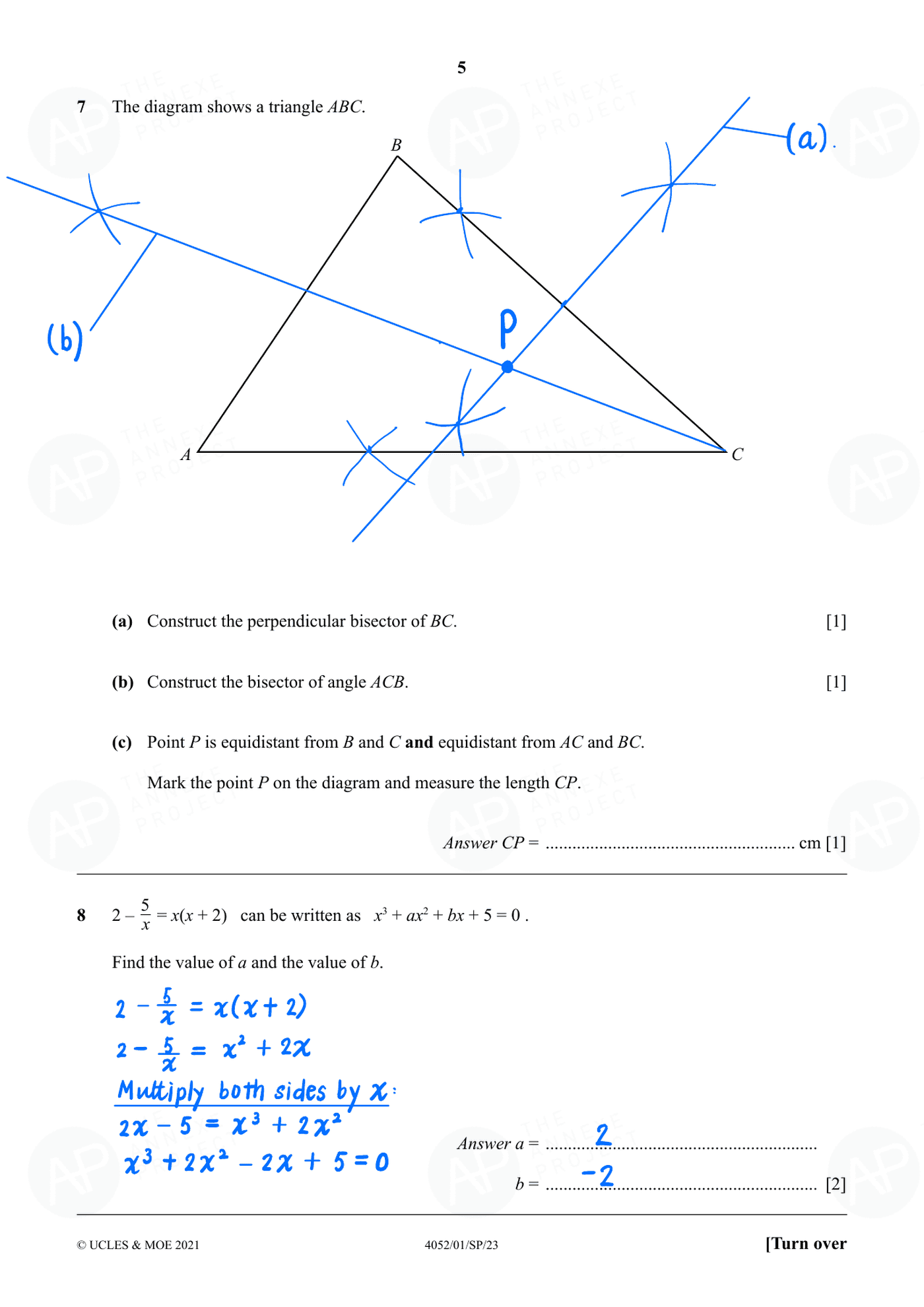 Annexe Project 2023 O Level Elementary Mathematics Specimen Paper 1 page 05 fs8