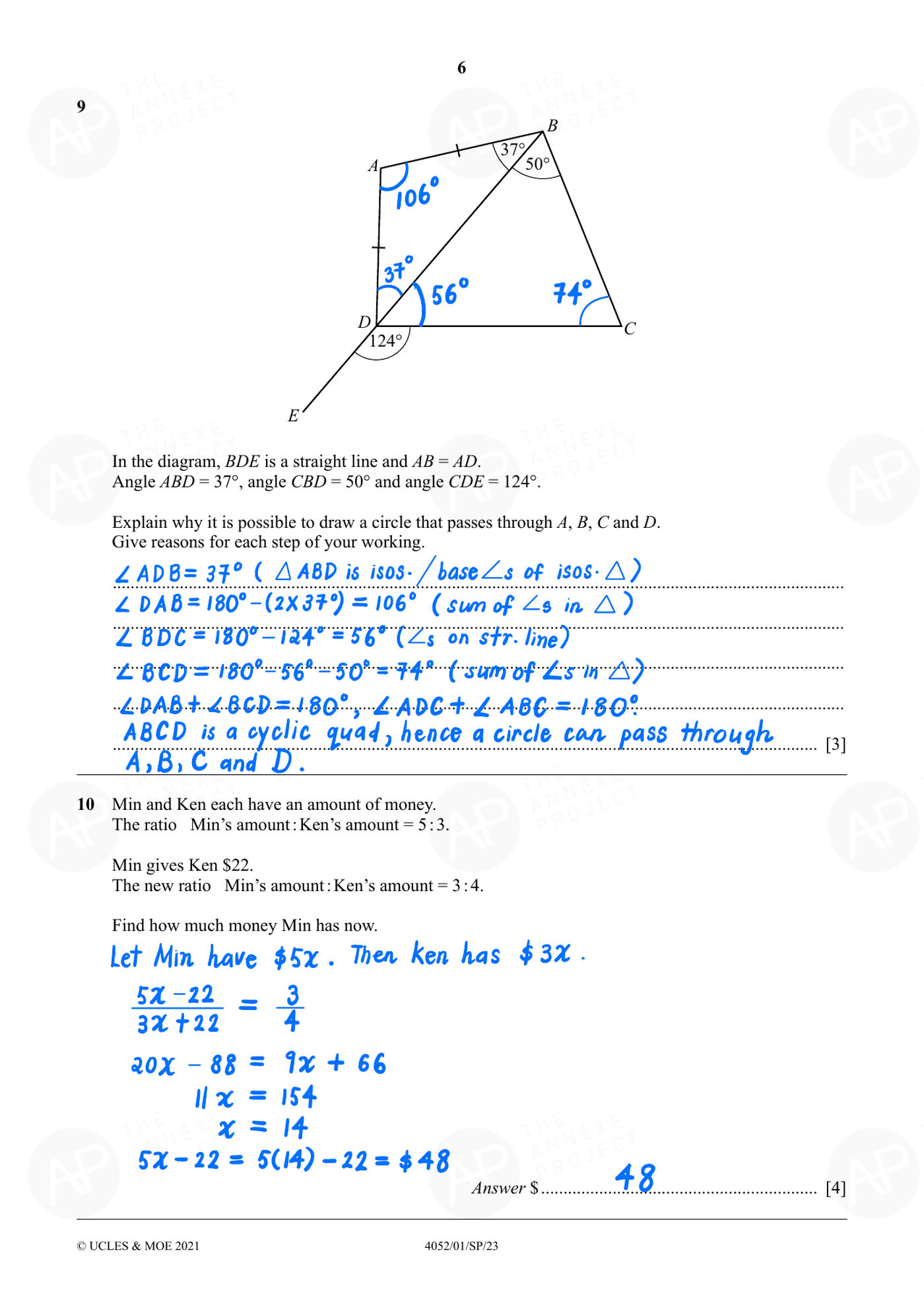 Annexe Project 2023 O Level Elementary Mathematics Specimen Paper 1 page 06 fs8