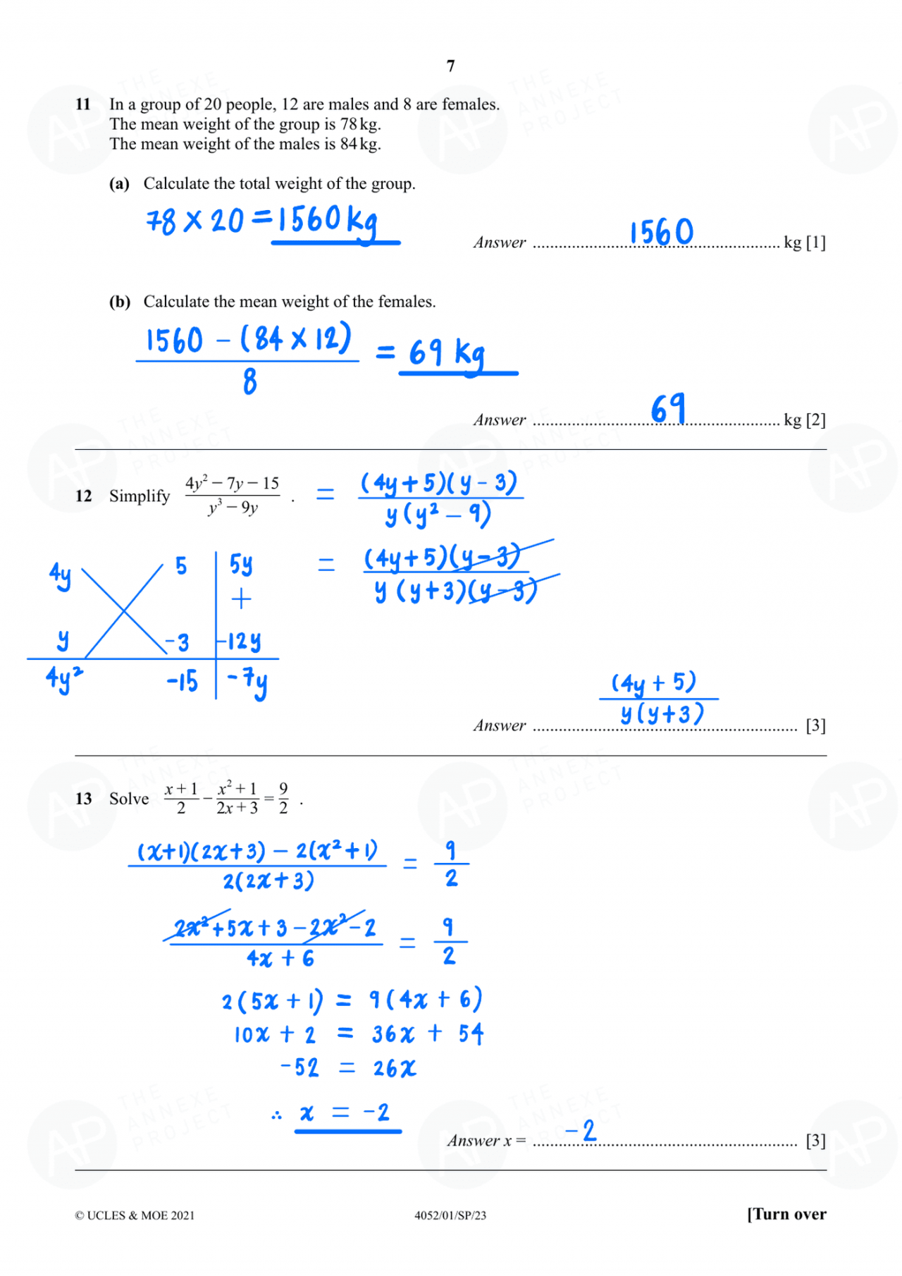 2023 GCE O-LEVEL E MATH SPECIMEN PAPER 1 SOLUTION - The Annexe Project