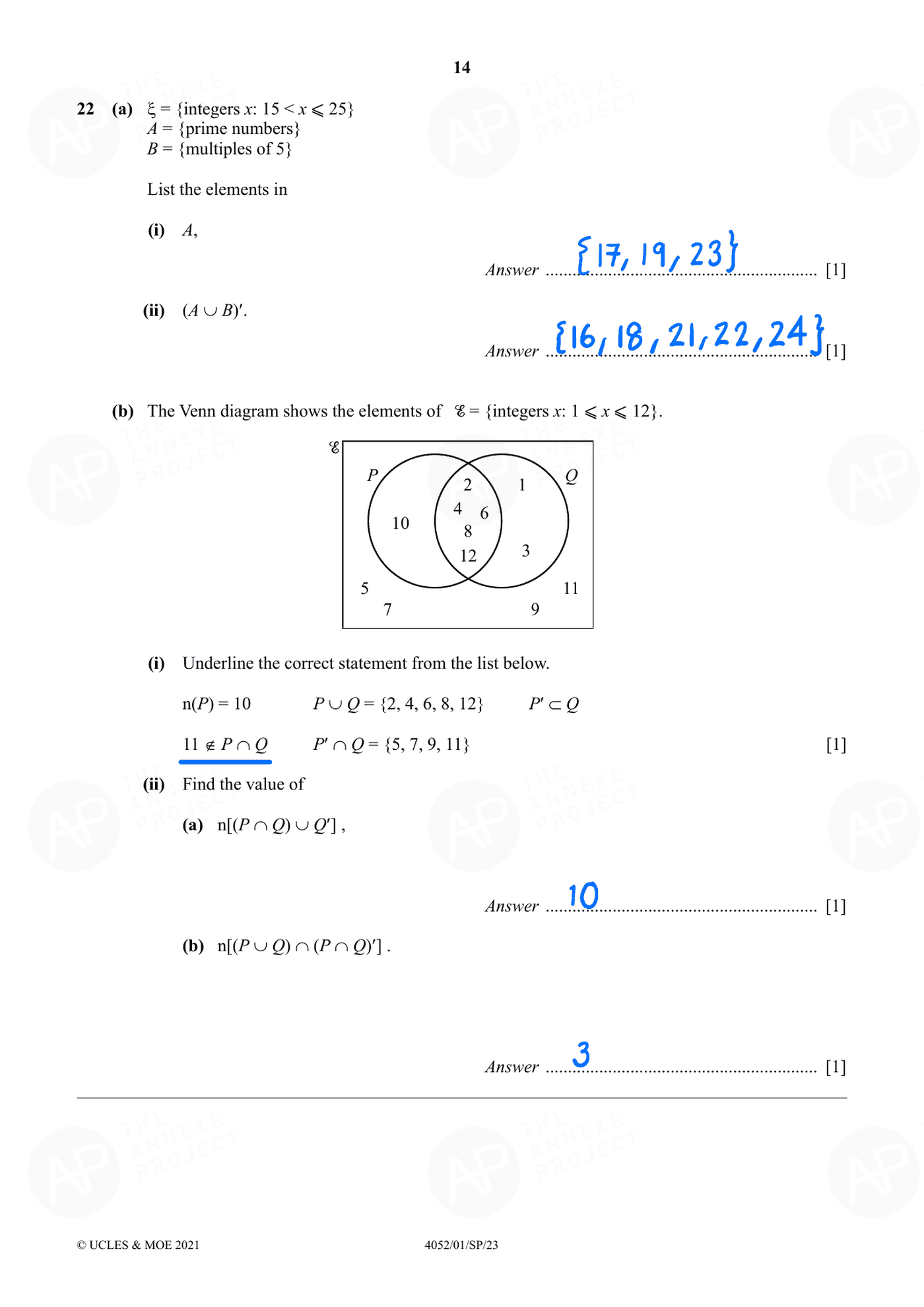 Annexe Project 2023 O Level Elementary Mathematics Specimen Paper 1 page 14 fs8