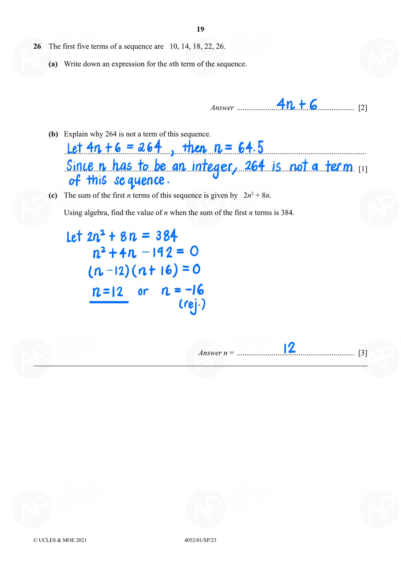 Annexe Project 2023 O Level Elementary Mathematics Specimen Paper 1 page 19 fs8
