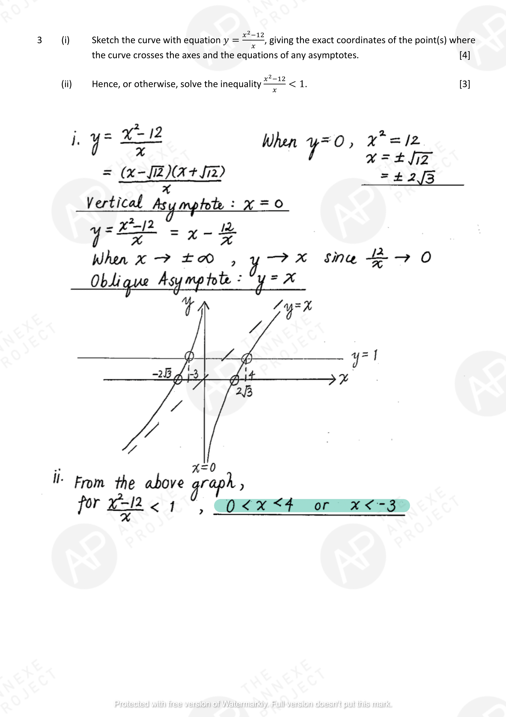 2017 GCE A LEVEL H2 MATHEMATICS SPECIMEN PAPER 1 SOLUTION 3 The Annexe Project A Level H2 Math Tuition 2017 A Level Specimen Paper 1 solution 03