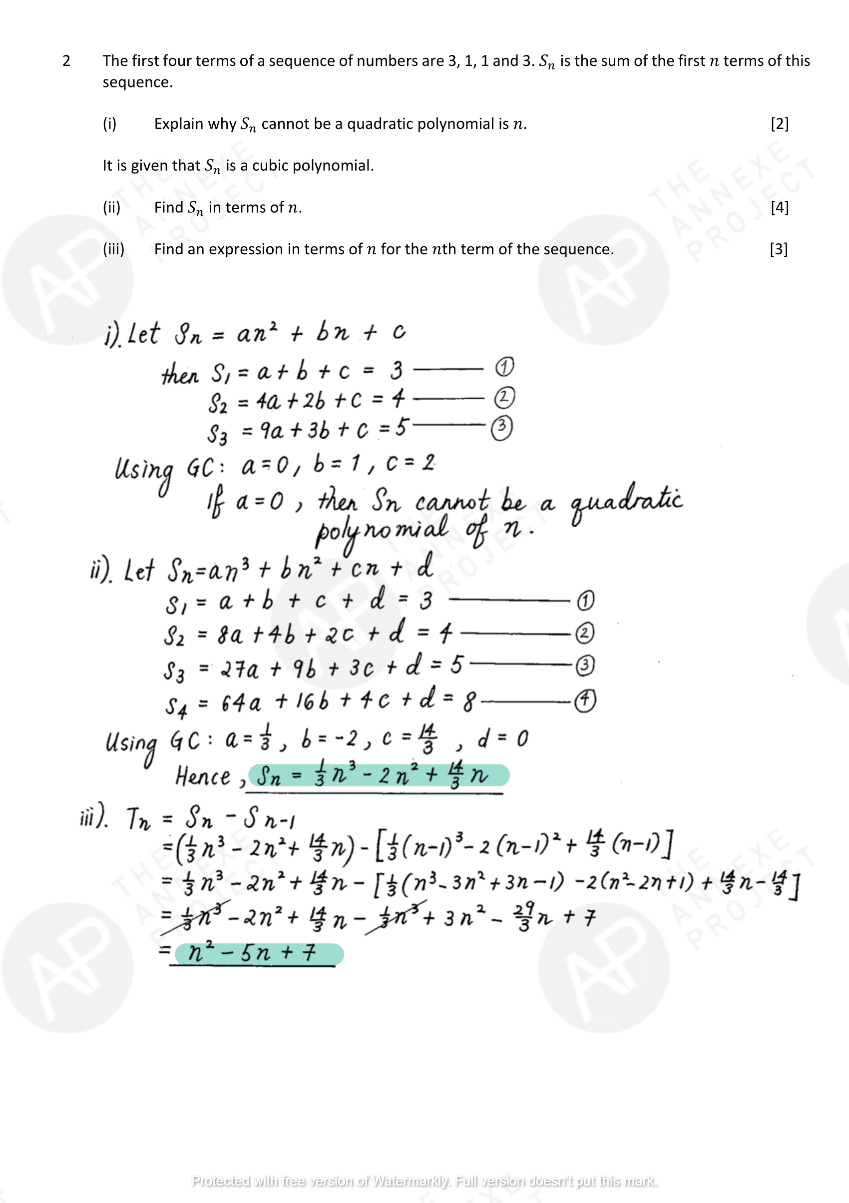 The Annexe Project A Level H2 Math Tuition 2017 A Level Specimen Paper 2 solution 02