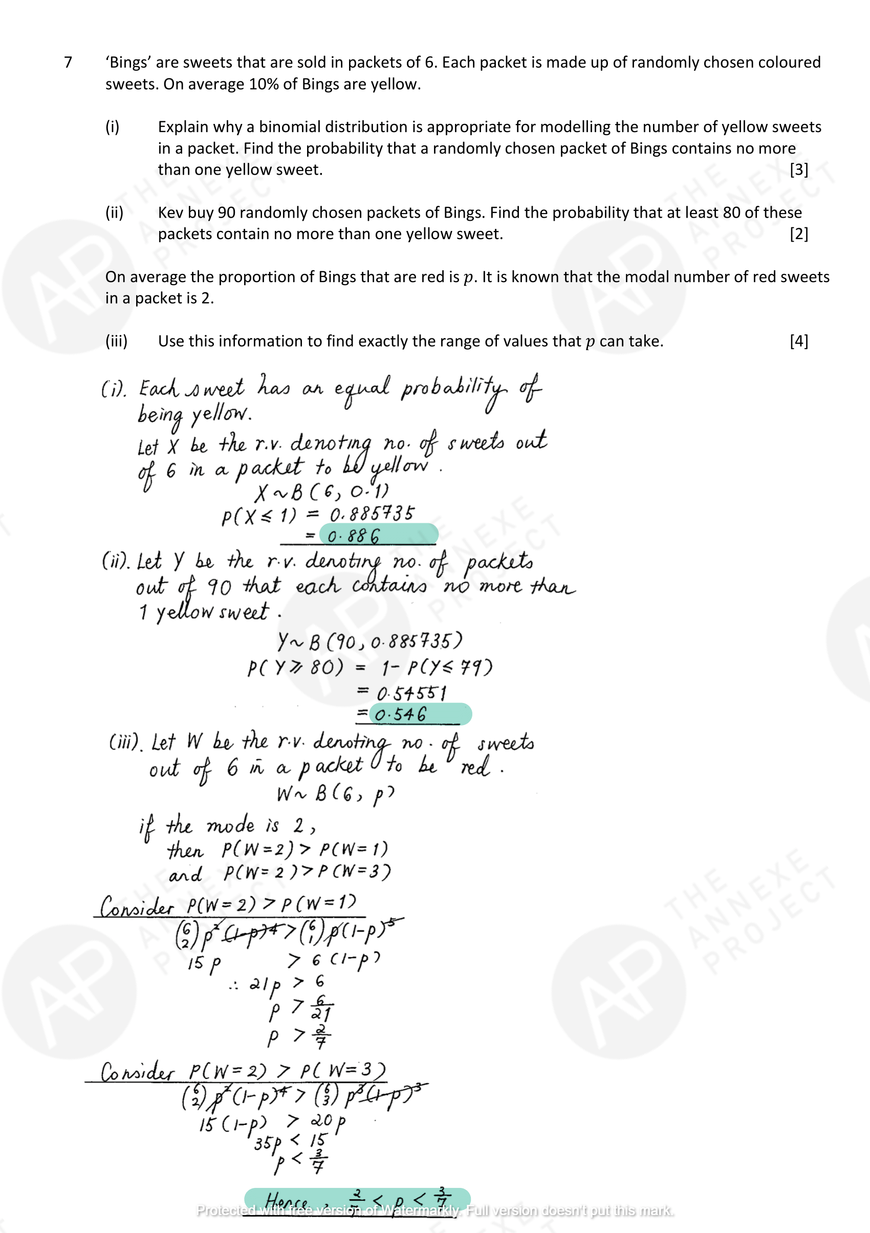 The Annexe Project A Level H2 Math Tuition 2017 A Level Specimen Paper 2 solution 09