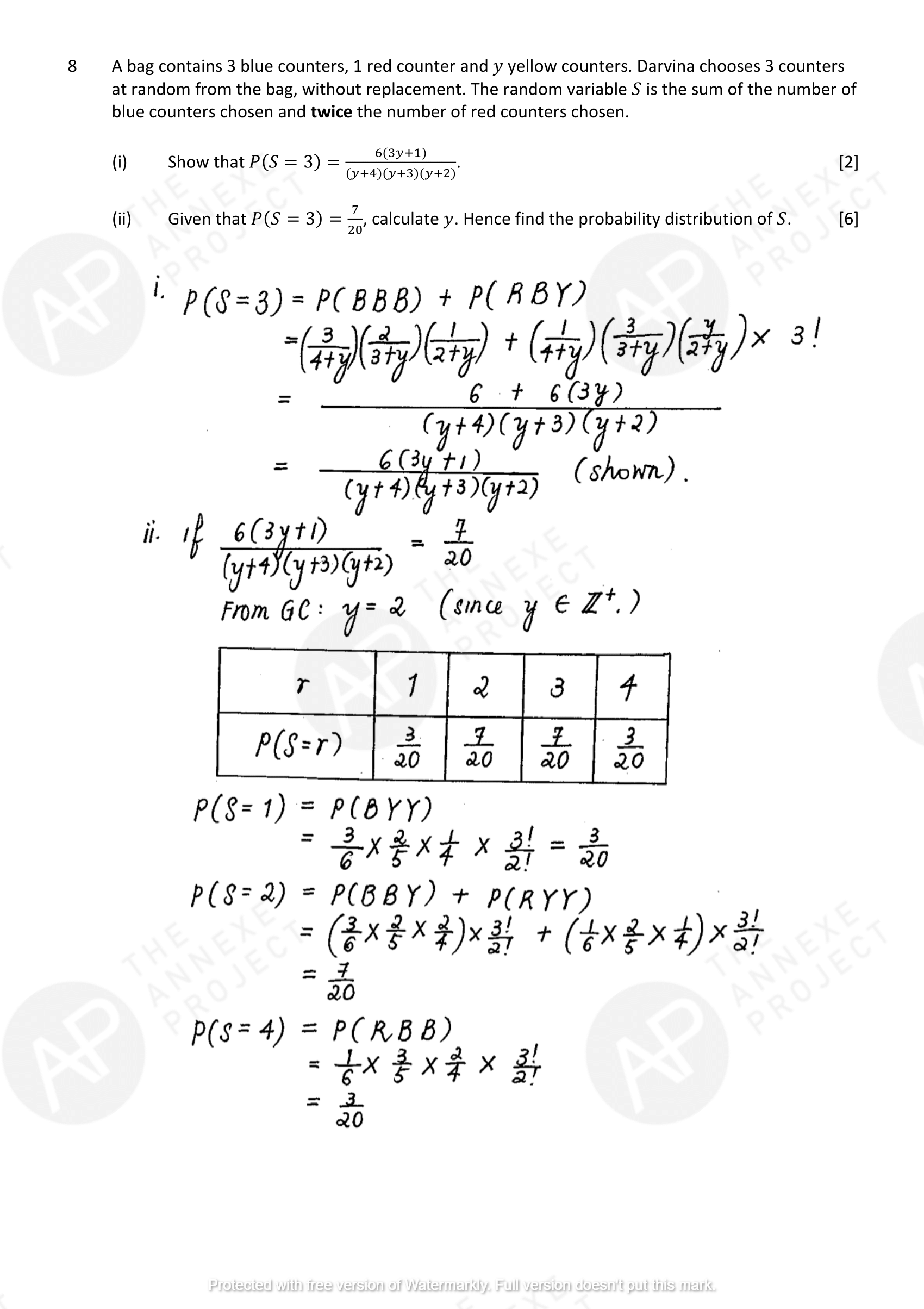 The Annexe Project A Level H2 Math Tuition 2017 A Level Specimen Paper 2 solution 10