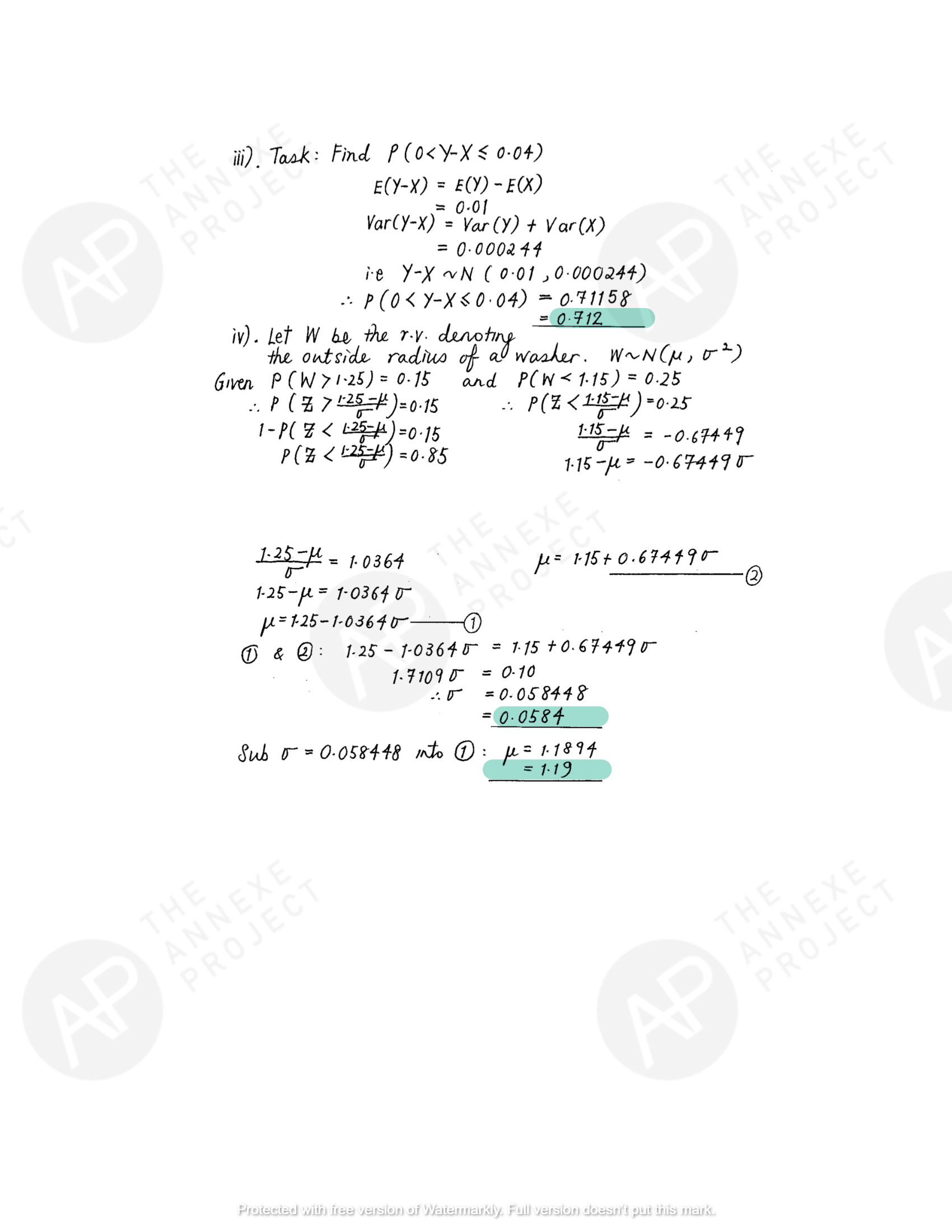 The Annexe Project A Level H2 Math Tuition 2017 A Level Specimen Paper 2 solution 12