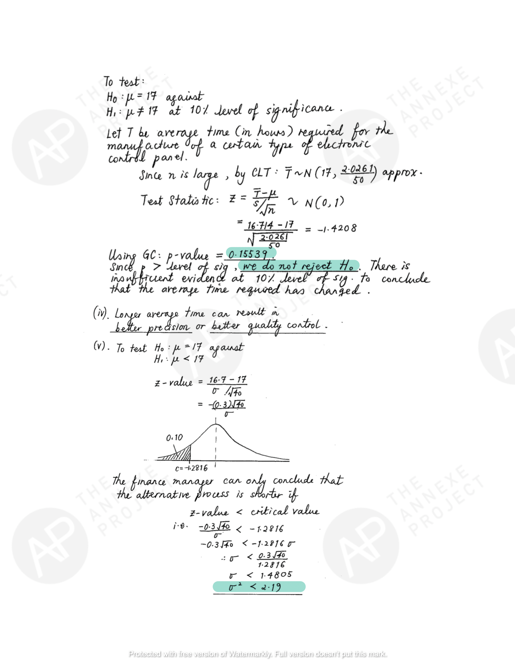 The Annexe Project A Level H2 Math Tuition 2017 A Level Specimen Paper 2 solution 14