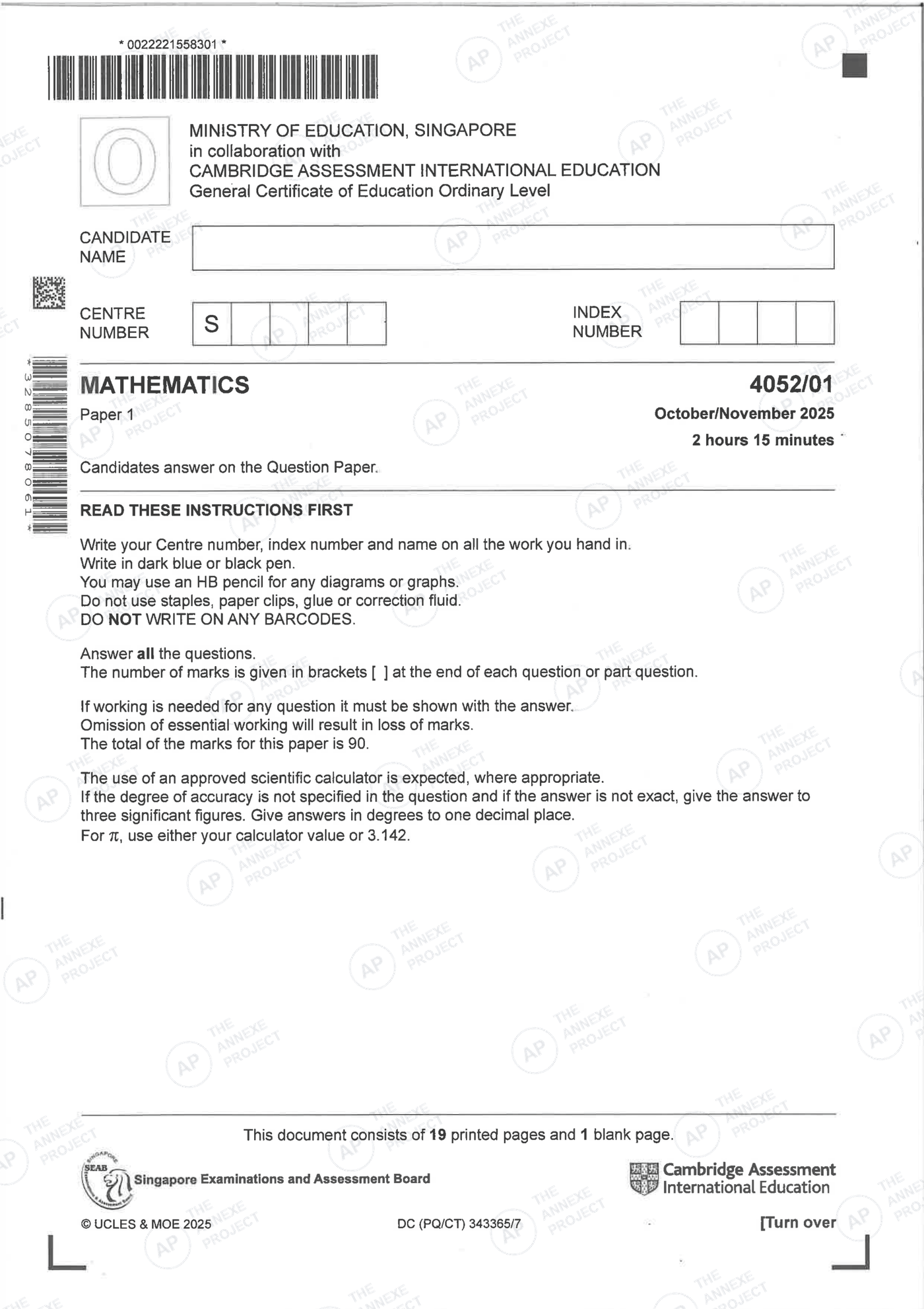 2025 O-LEVEL E MATH PAPER 1 SOLUTION 1 2025 O Level Elementary Mathematics Paper 1 Solutions page 01 fs8 1