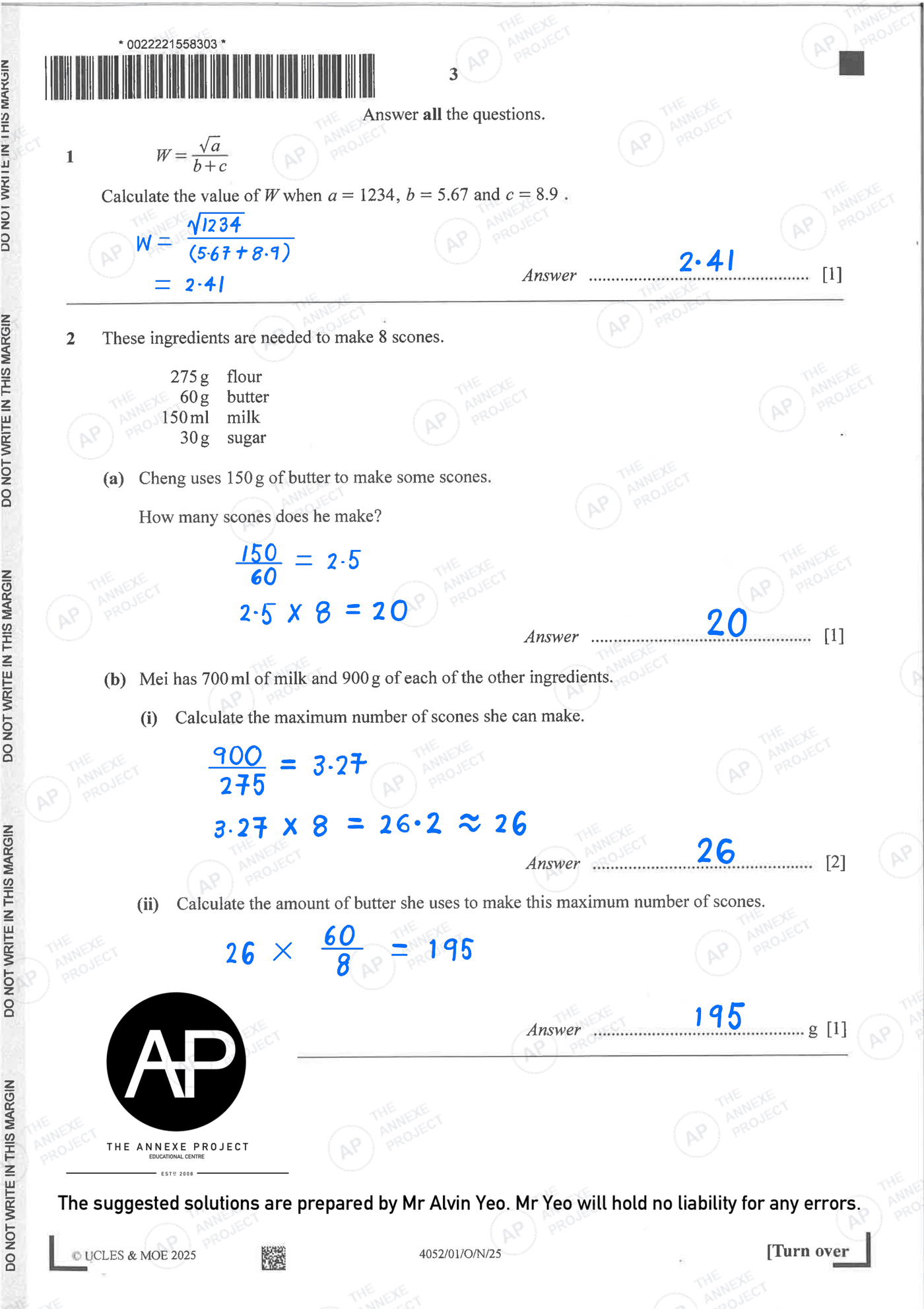2025 O-LEVEL E MATH PAPER 1 SOLUTION 3 2025 O Level Elementary Mathematics Paper 1 Solutions page 03 fs8 1
