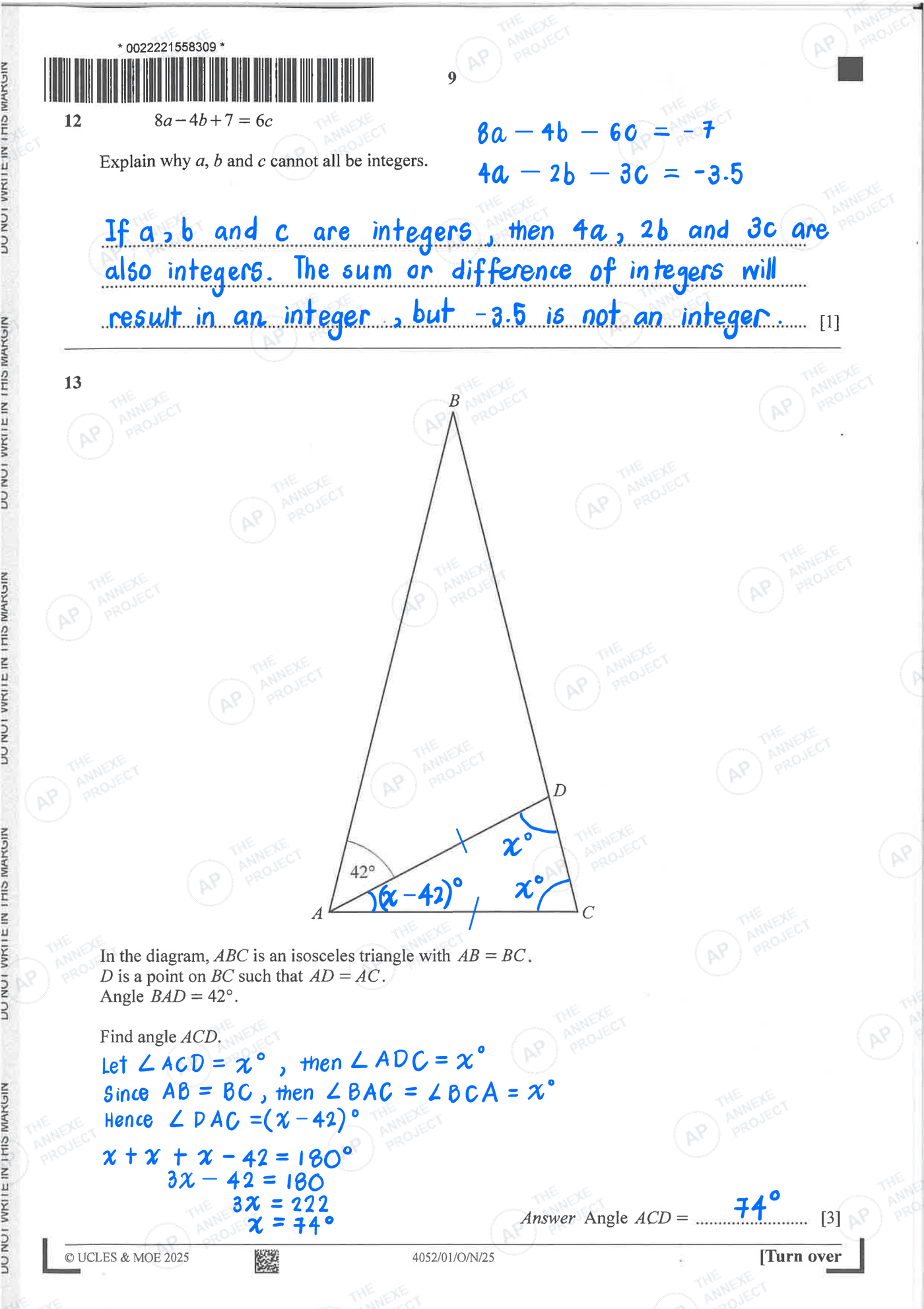 2025 O-LEVEL E MATH PAPER 1 SOLUTION 9 2025 O Level Elementary Mathematics Paper 1 Solutions page 09 fs8 1