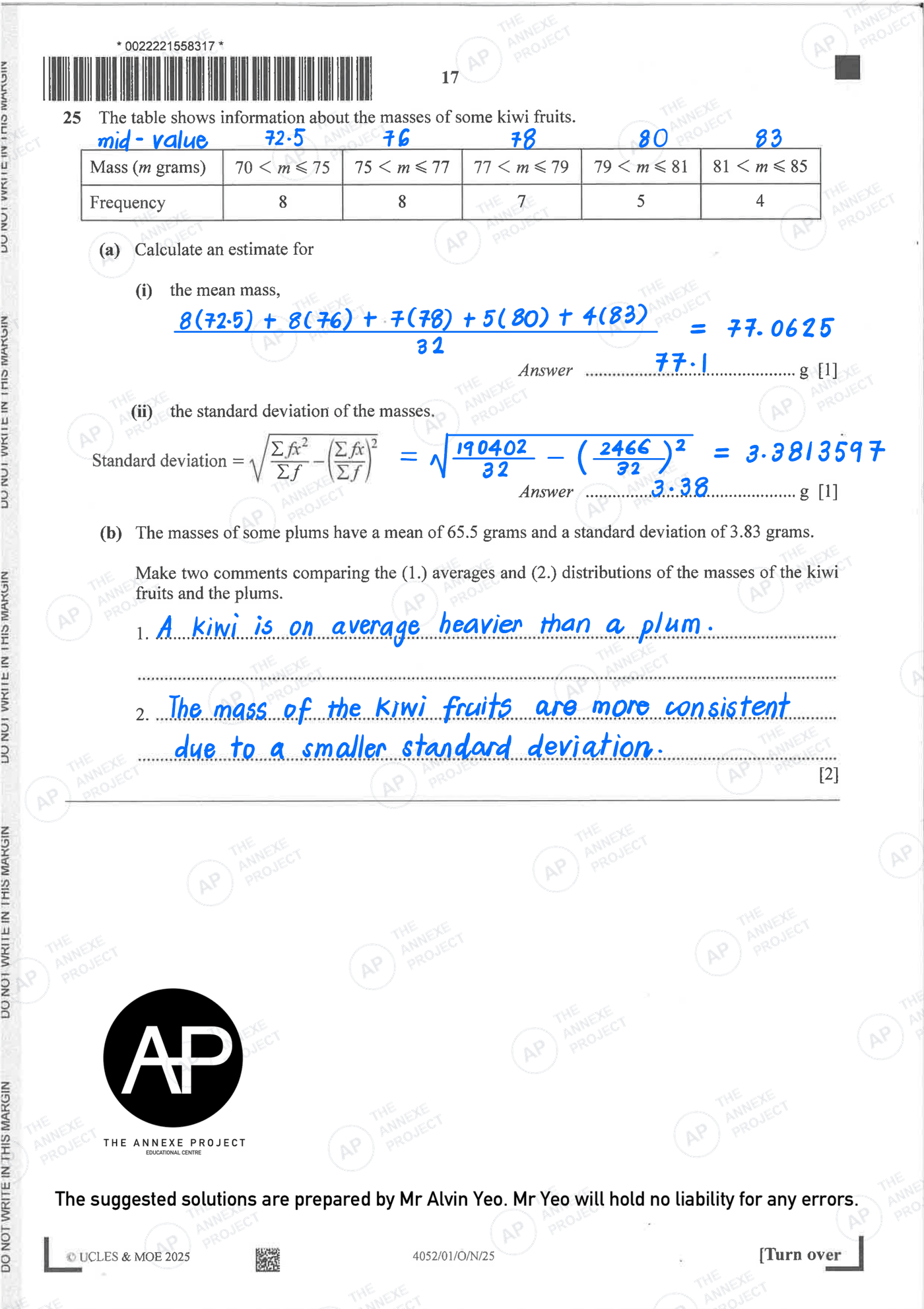 2025 O-LEVEL E MATH PAPER 1 SOLUTION 17 2025 O Level Elementary Mathematics Paper 1 Solutions page 17 fs8 1