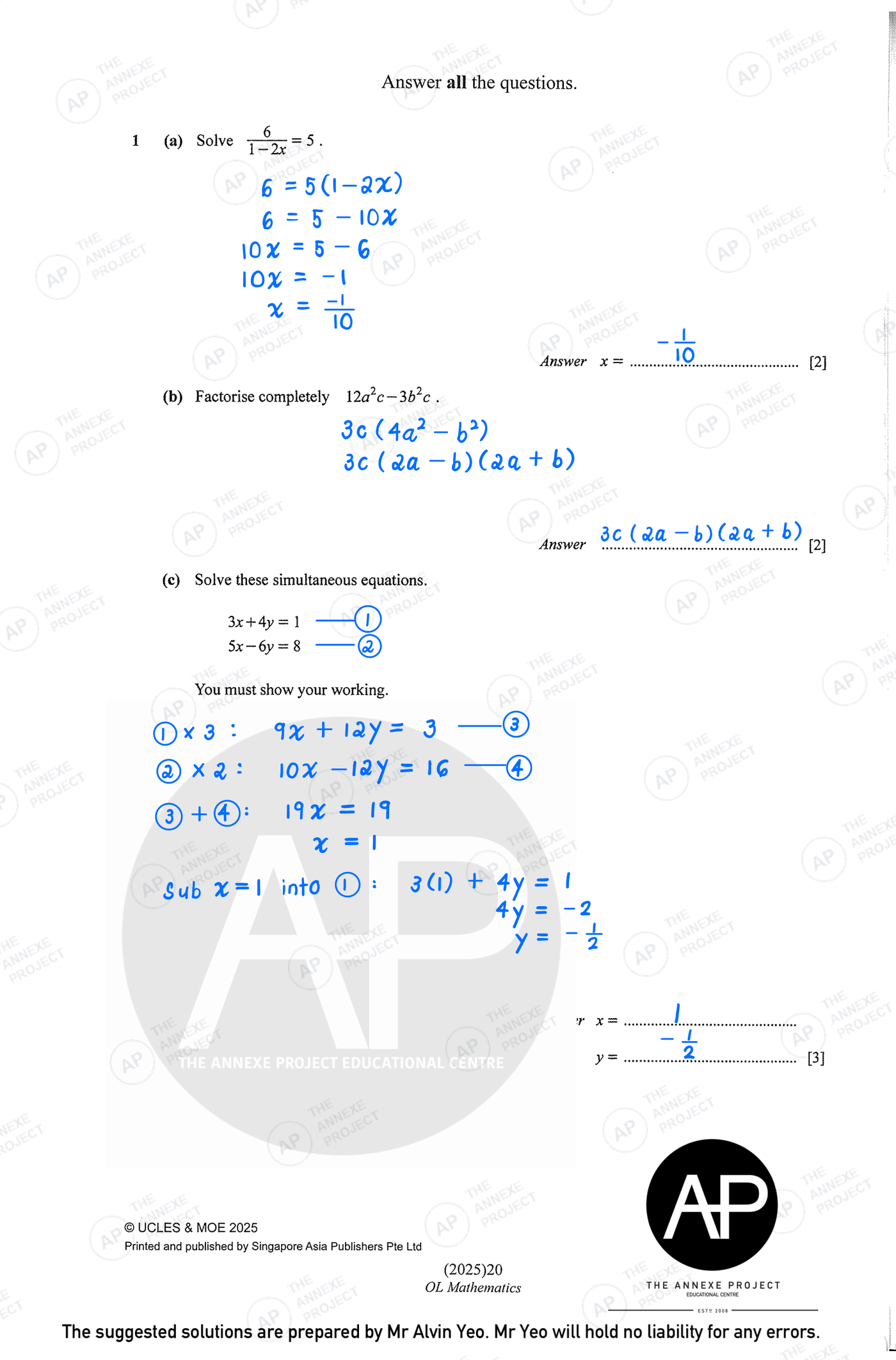 2025 GCE O-LEVEL E MATH PAPER 2 SOLUTION 2 2025 O Level Elementary Mathematics Paper 2 Solutions page 02 fs8