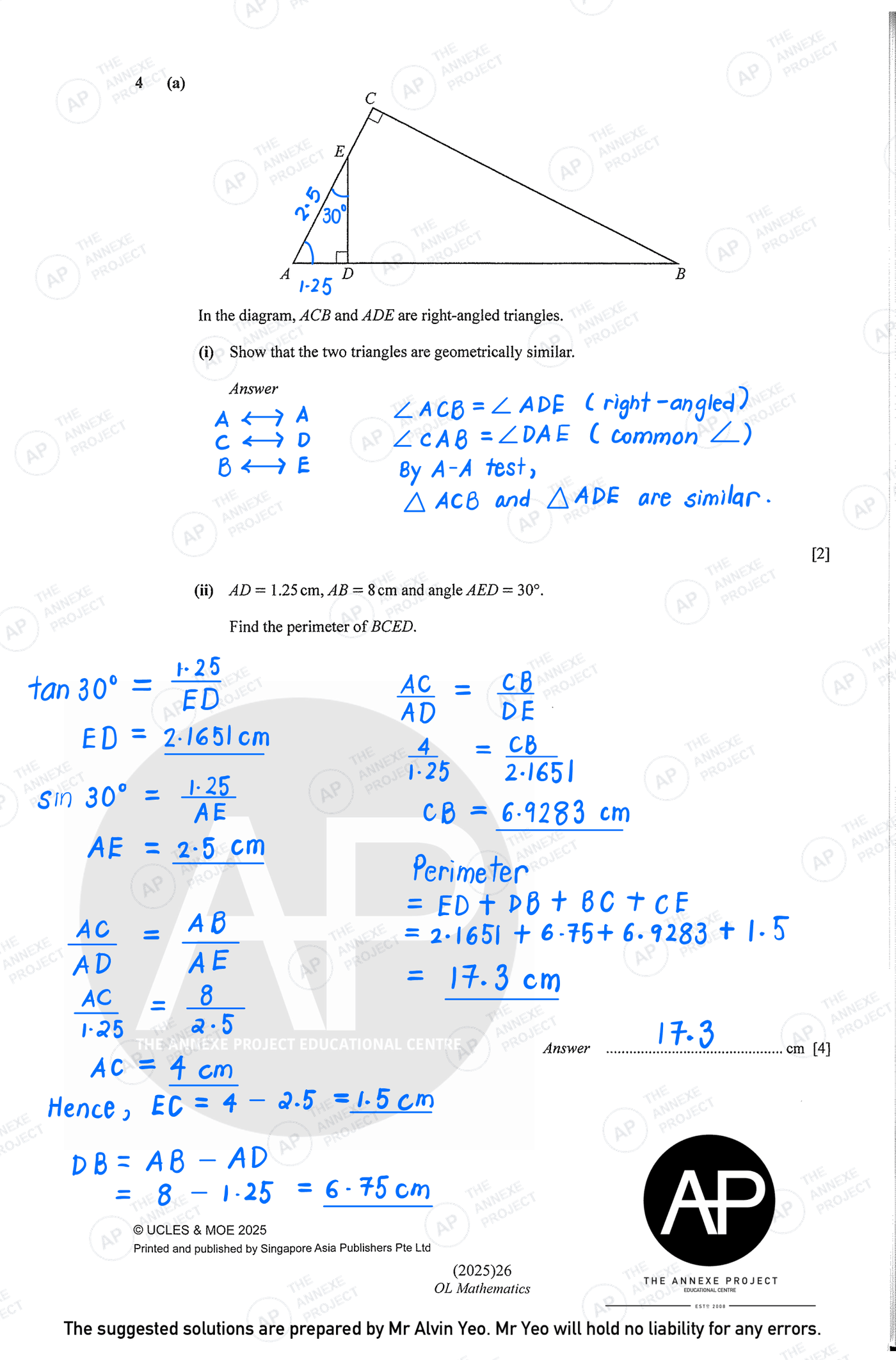 2025 GCE O-LEVEL E MATH PAPER 2 SOLUTION 8 2025 O Level Elementary Mathematics Paper 2 Solutions page 08 fs8