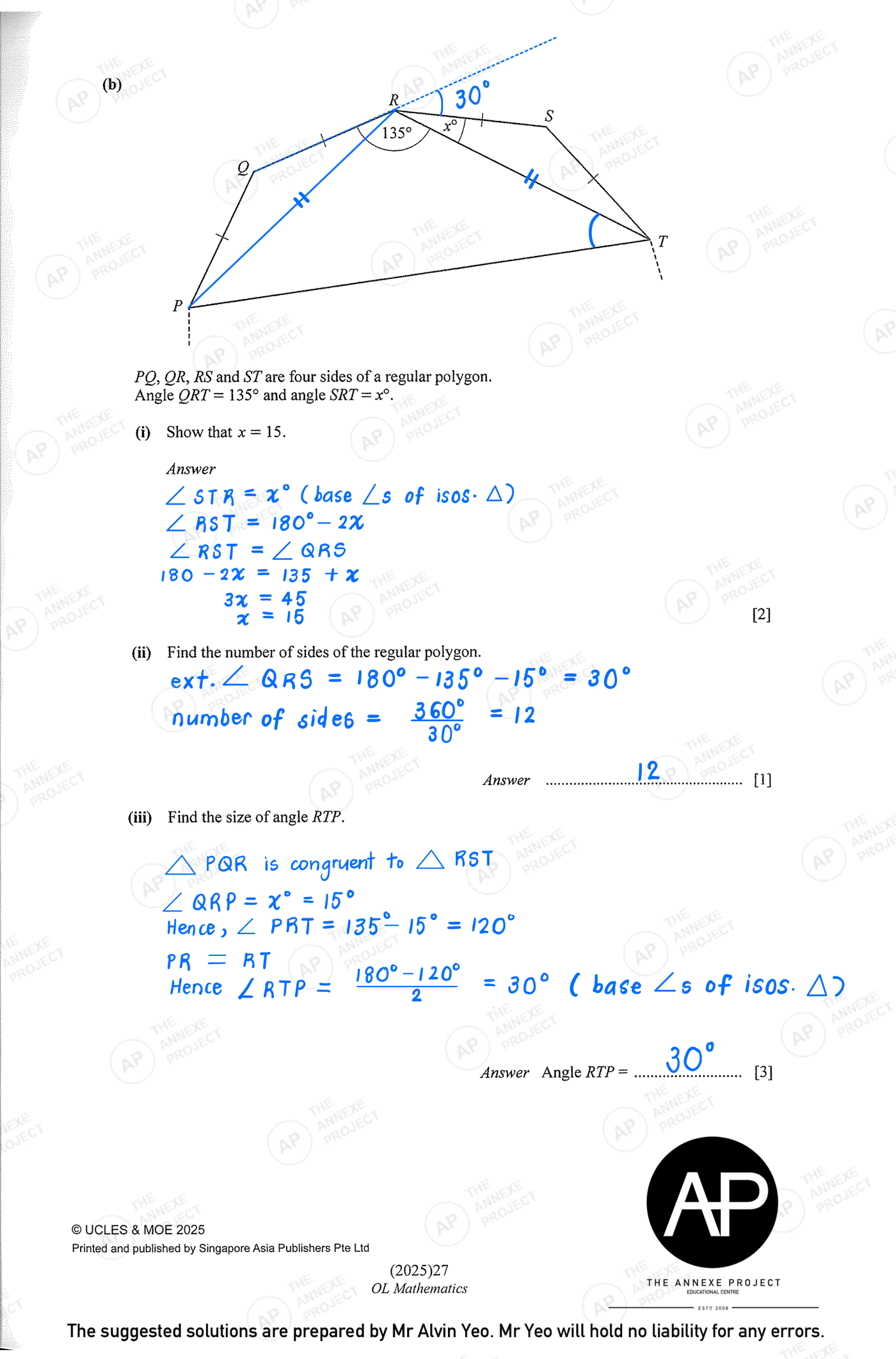 2025 GCE O-LEVEL E MATH PAPER 2 SOLUTION 9 2025 O Level Elementary Mathematics Paper 2 Solutions page 09 fs8