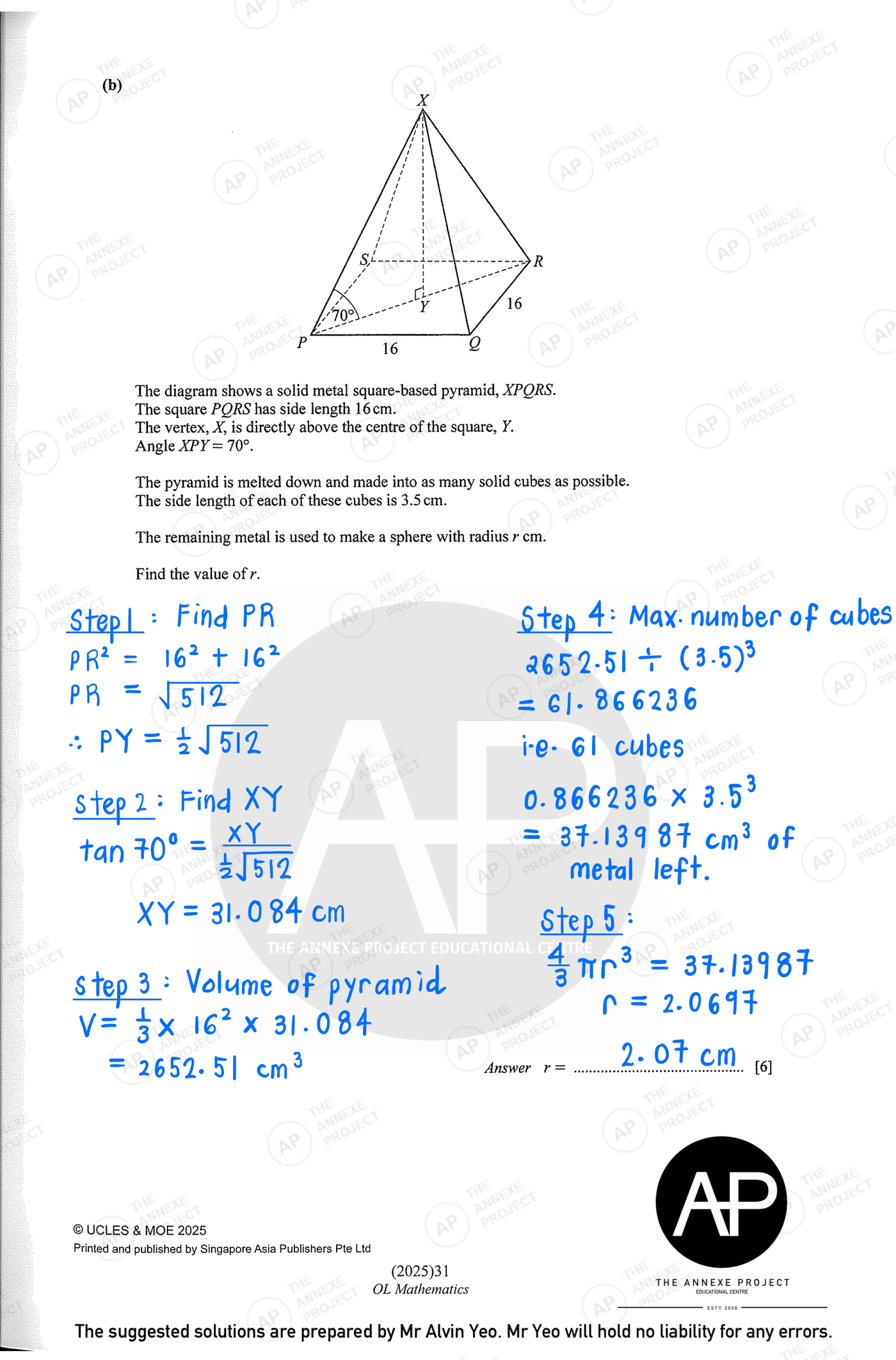 2025 GCE O-LEVEL E MATH PAPER 2 SOLUTION 13 2025 O Level Elementary Mathematics Paper 2 Solutions page 13 fs8