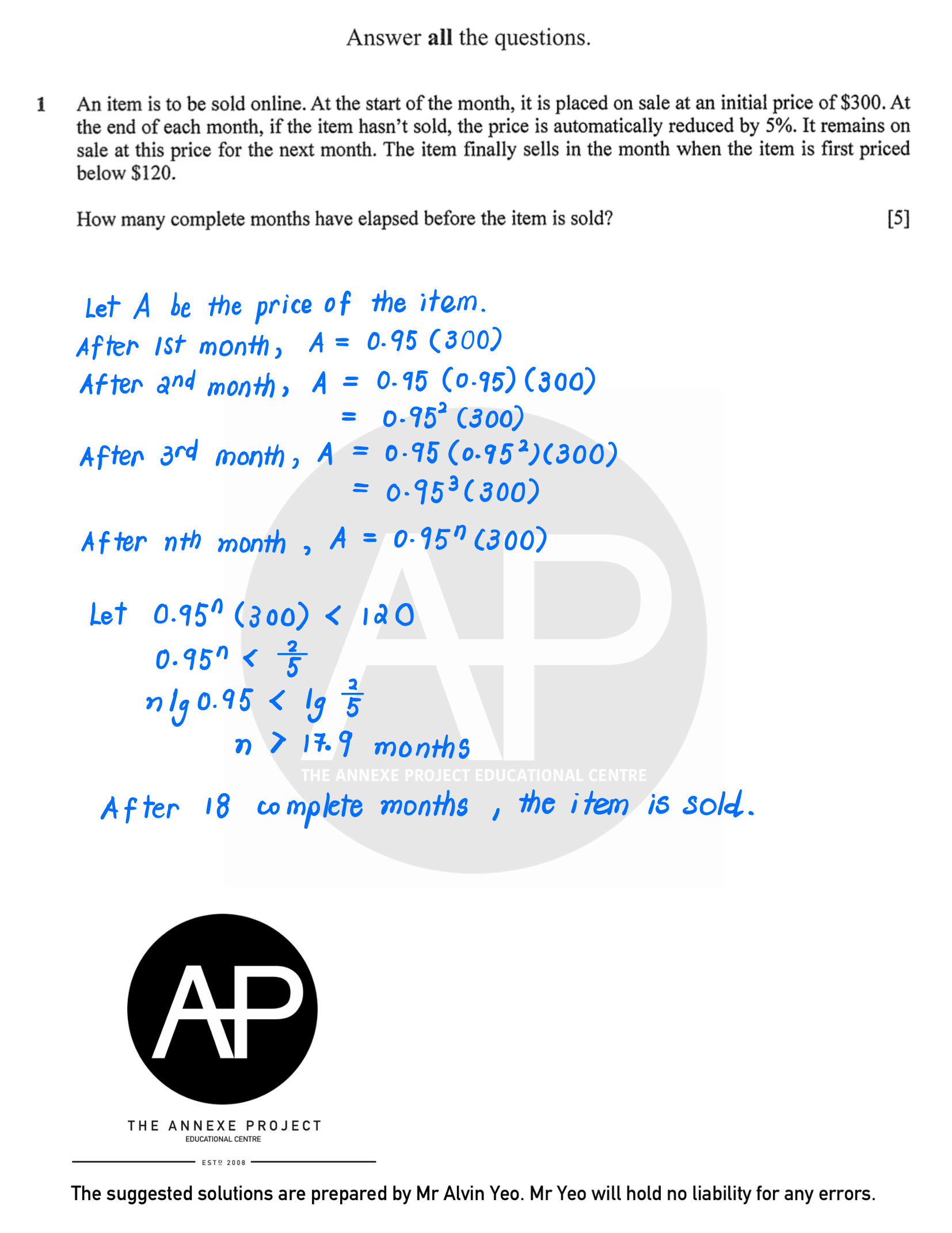 2025 O Level A Math Paper 1 Solutions page 2