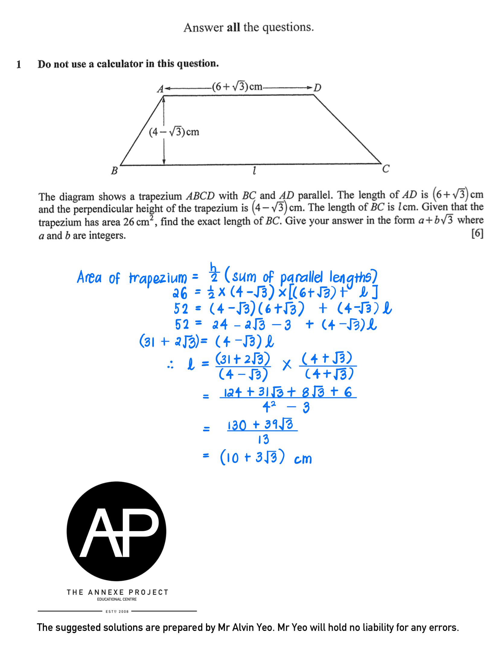 2025 O Level A Math Paper 2 Solutions page 2