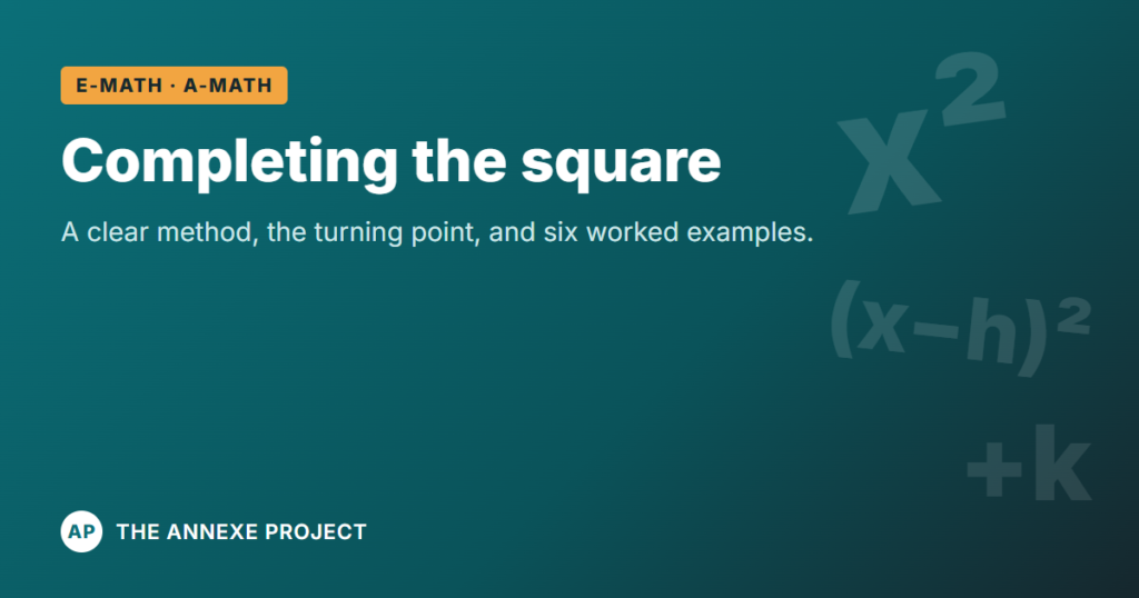Completing the Square: Method and Worked Examples 1 Completing the square: method and worked examples for E-Math and A-Math